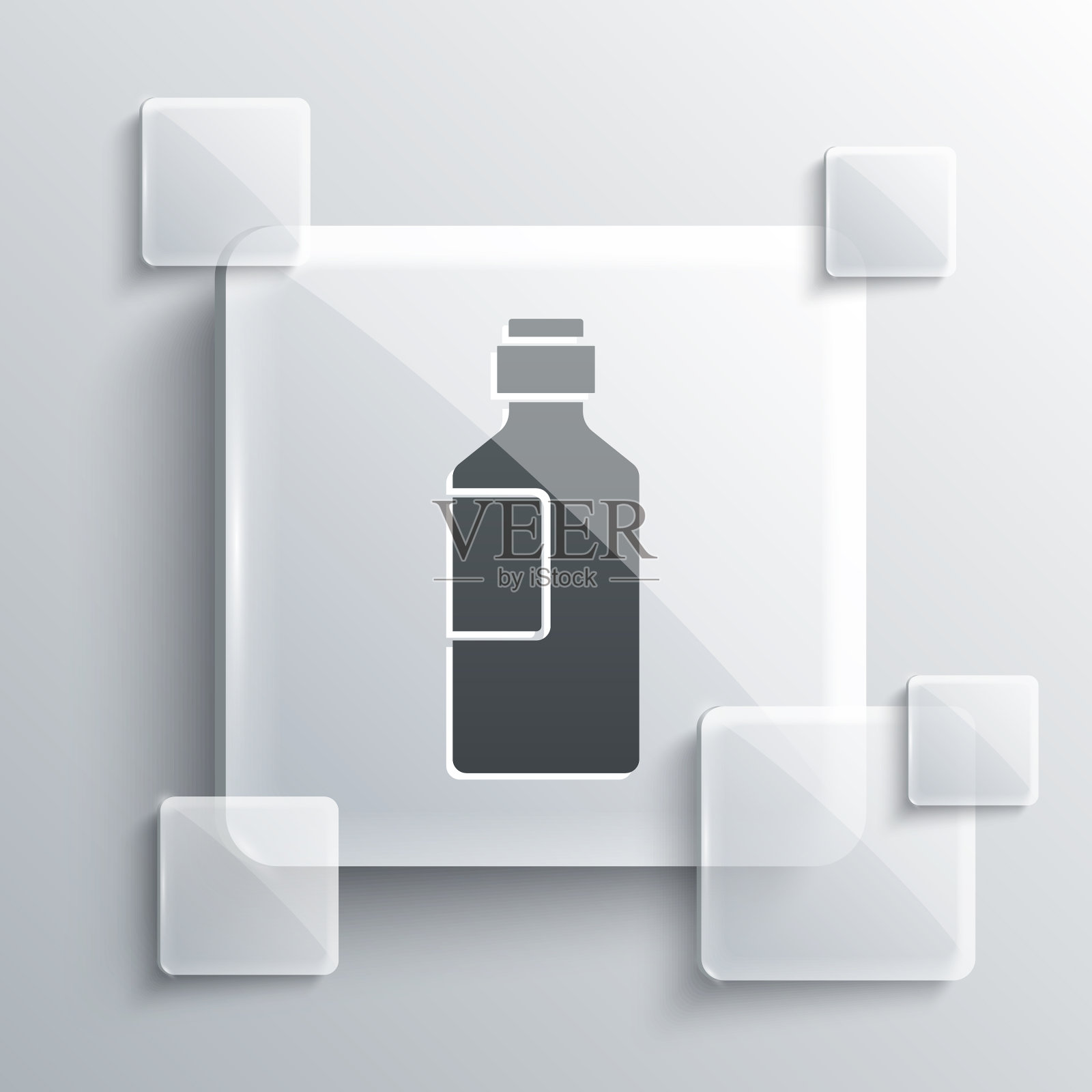 灰色瓶子水图标孤立在灰色图标素材