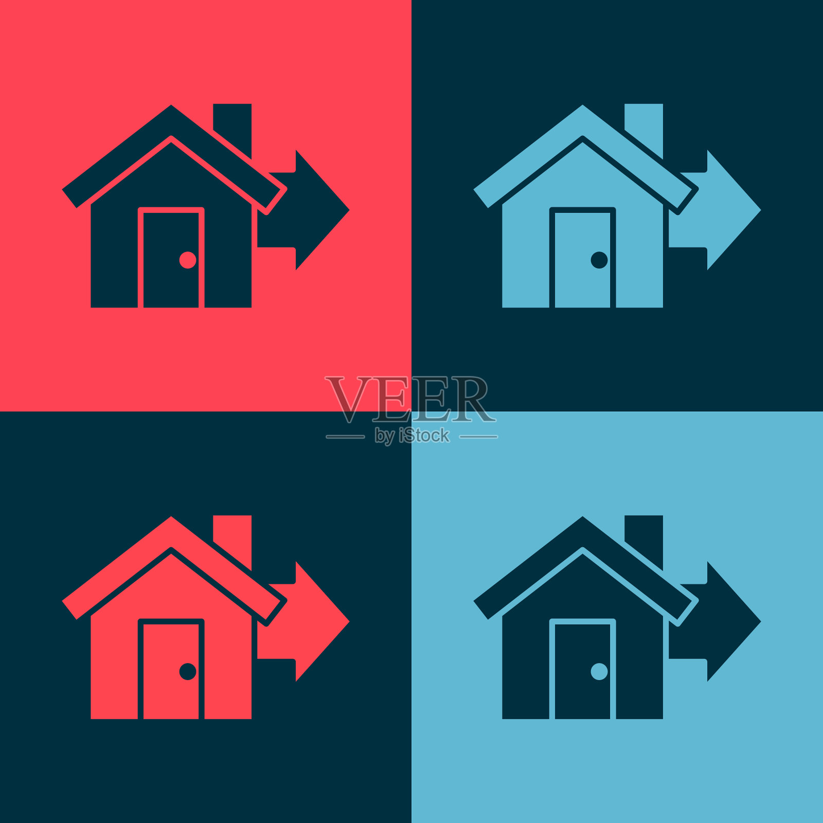 波普艺术专卖屋图标孤立在颜色上图标素材