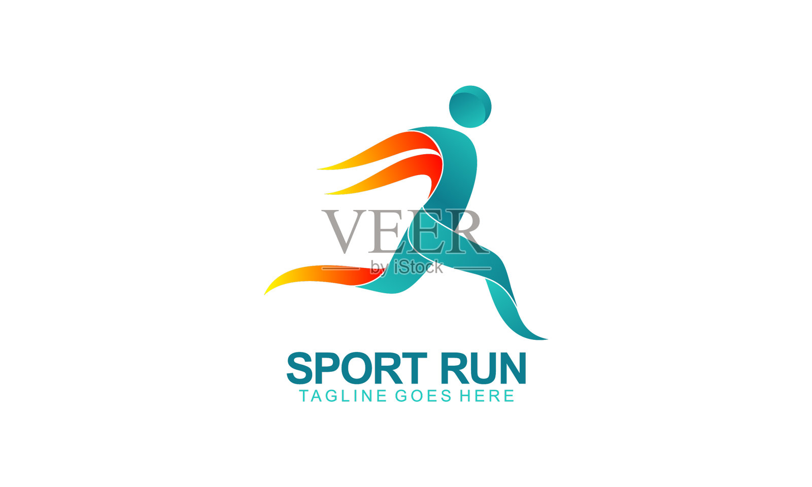 运动标志，跑步标志，抽象形状插画图片素材