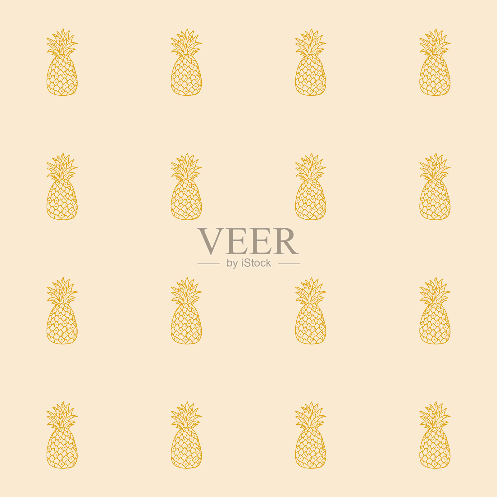 彩色素描菠萝无缝图案插画图片素材