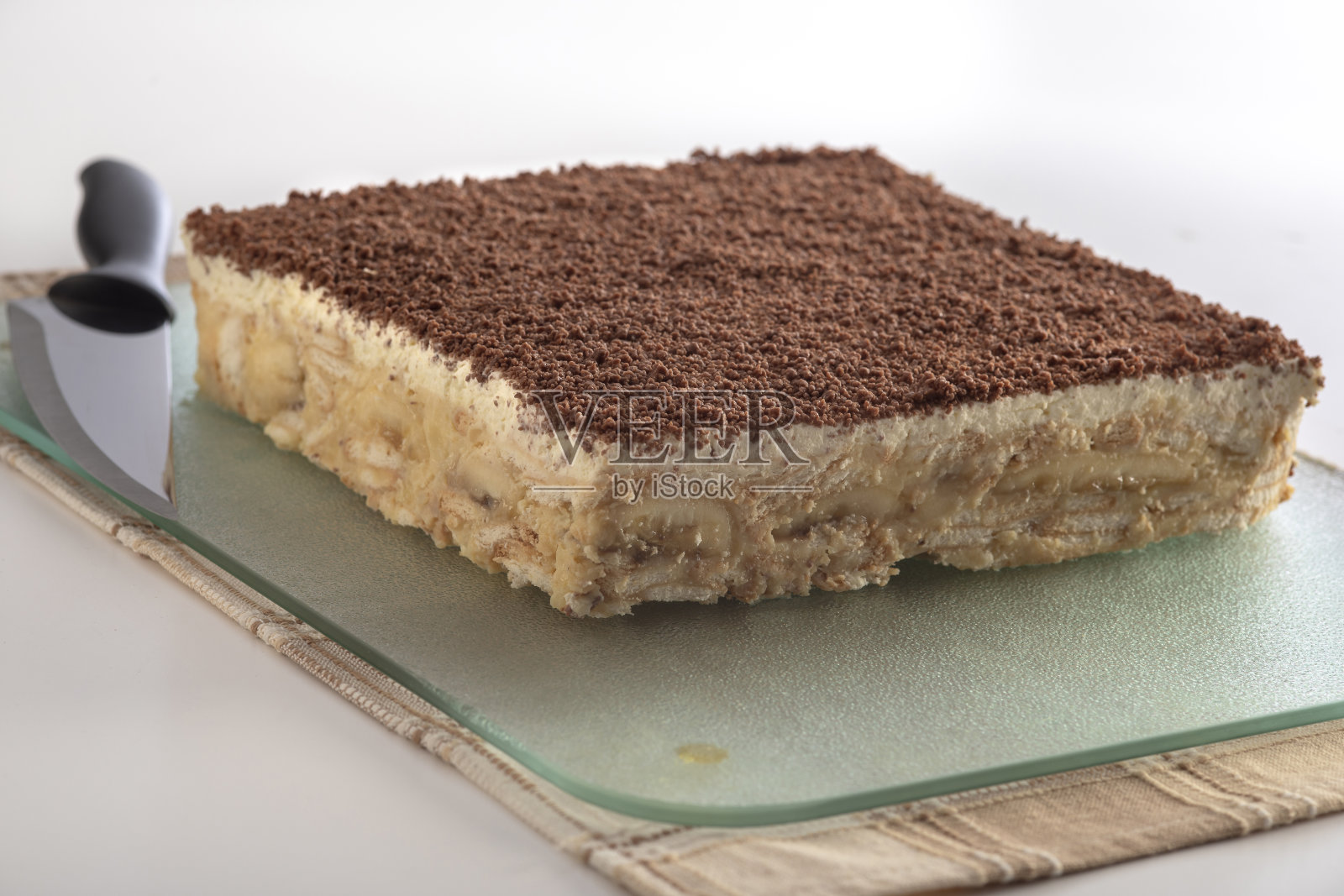 蛋糕布丁和香蕉照片摄影图片