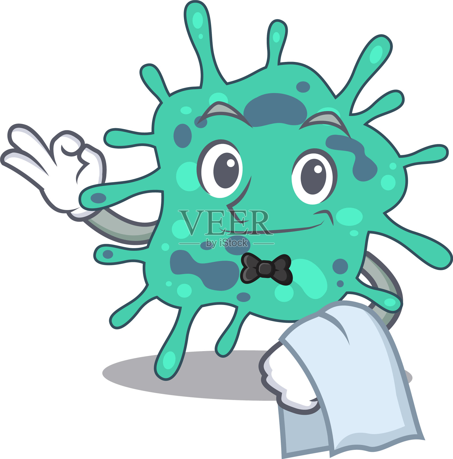 卡通人物志贺氏杆菌服务员插画图片素材