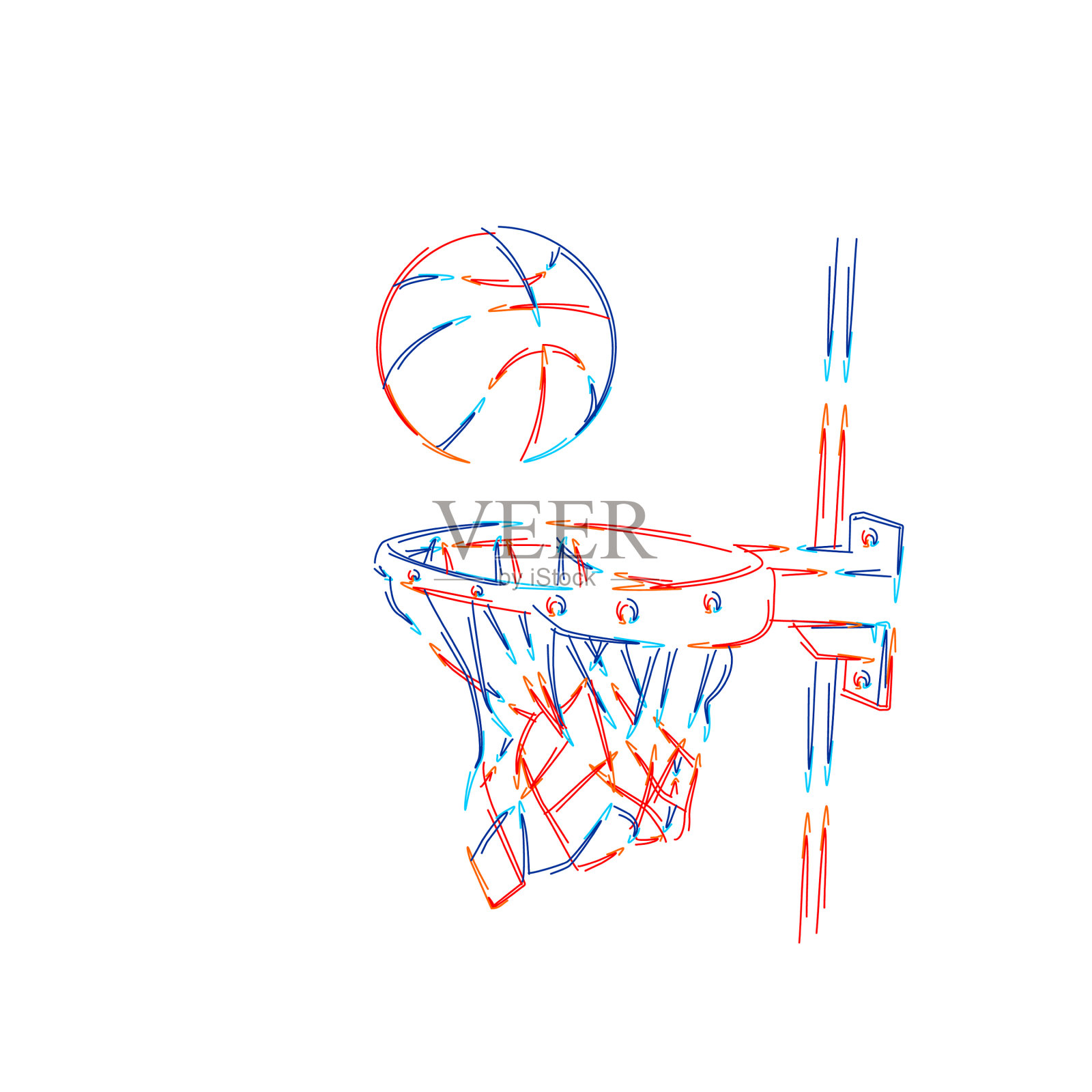 篮球篮球篮投篮篮圈游戏3d彩色线插画图片素材