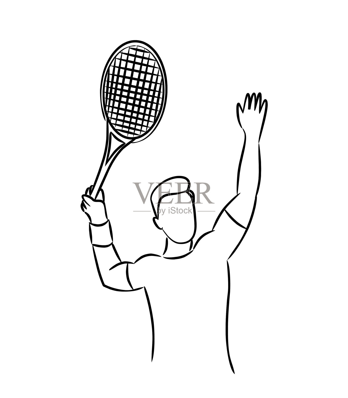 剪影一个网球运动员的文本和背景插画图片素材