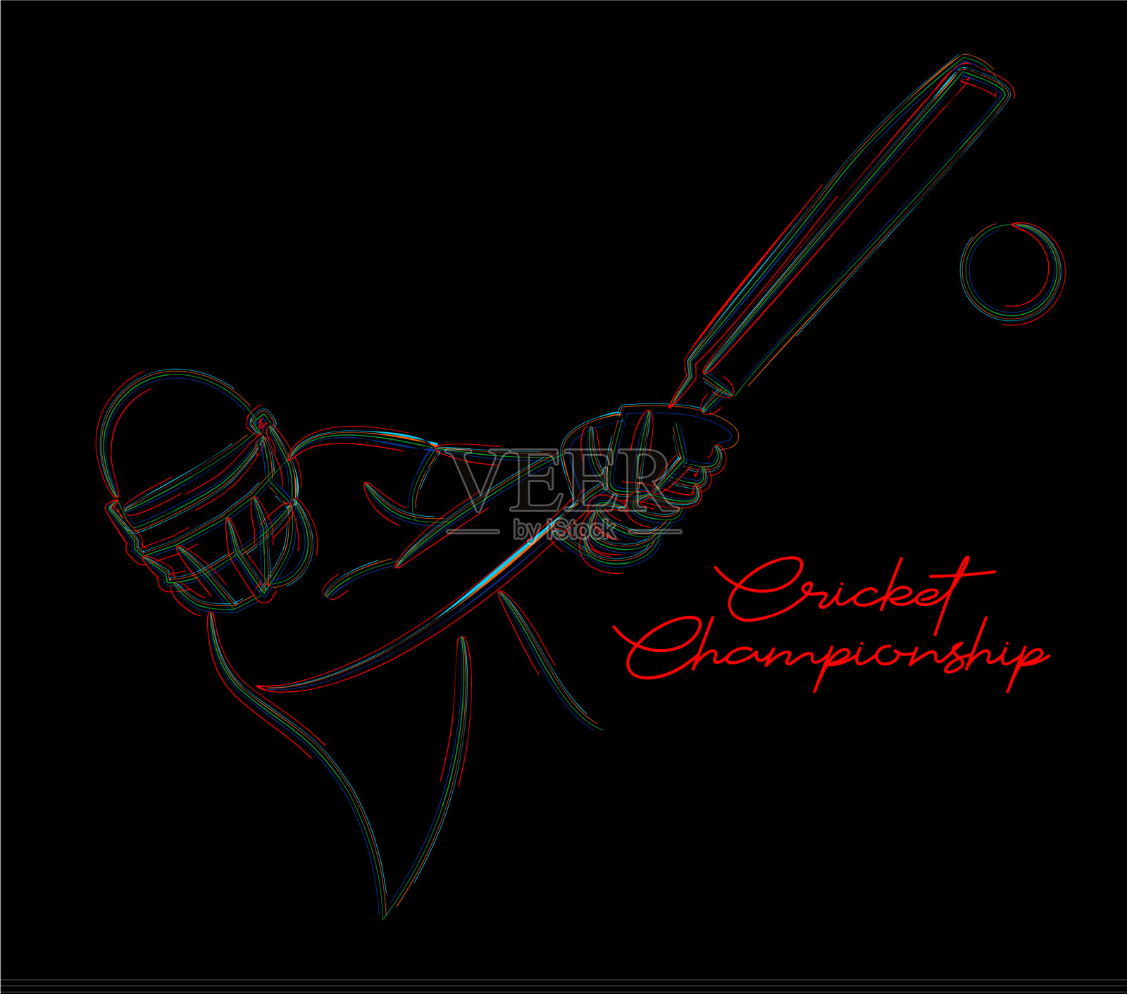 概念击球手打板球锦标赛设计模板素材