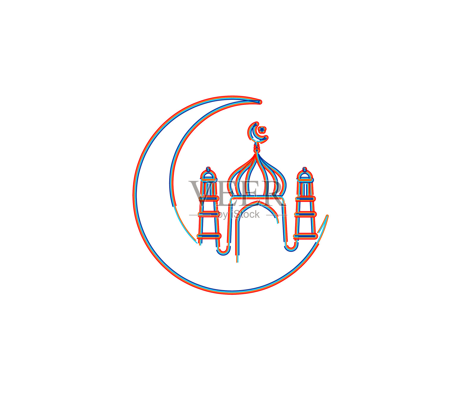 开斋节穆巴拉克庆祝-清真寺插画图片素材