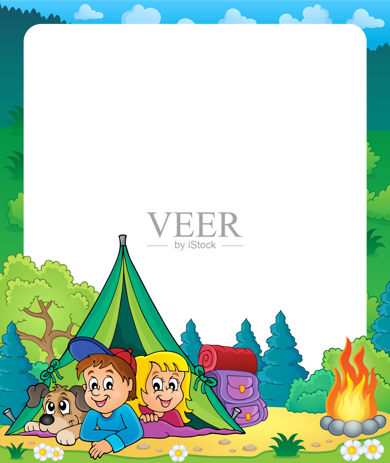 露营主题框架2插画图片素材