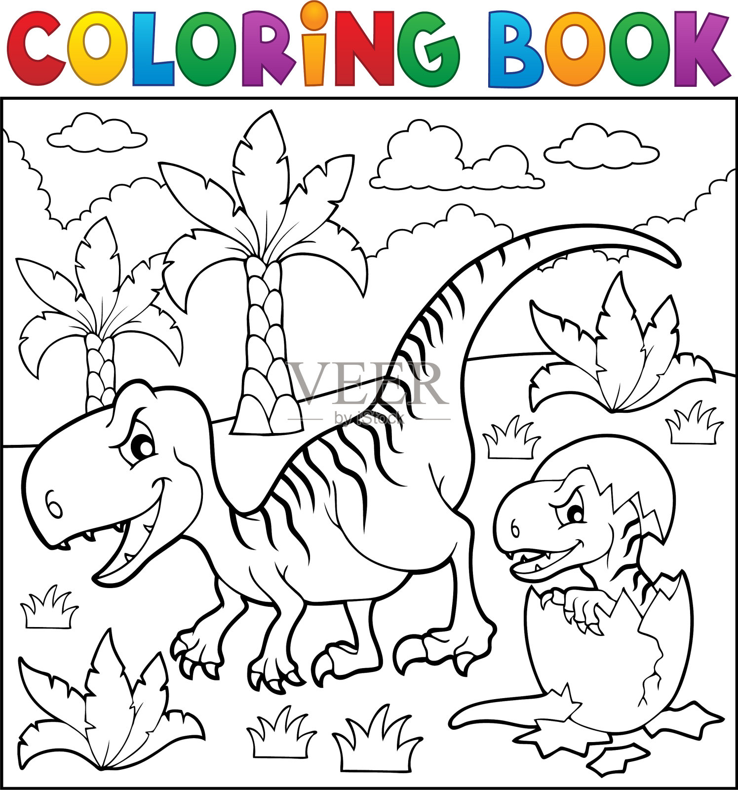 着色书恐龙主题9插画图片素材