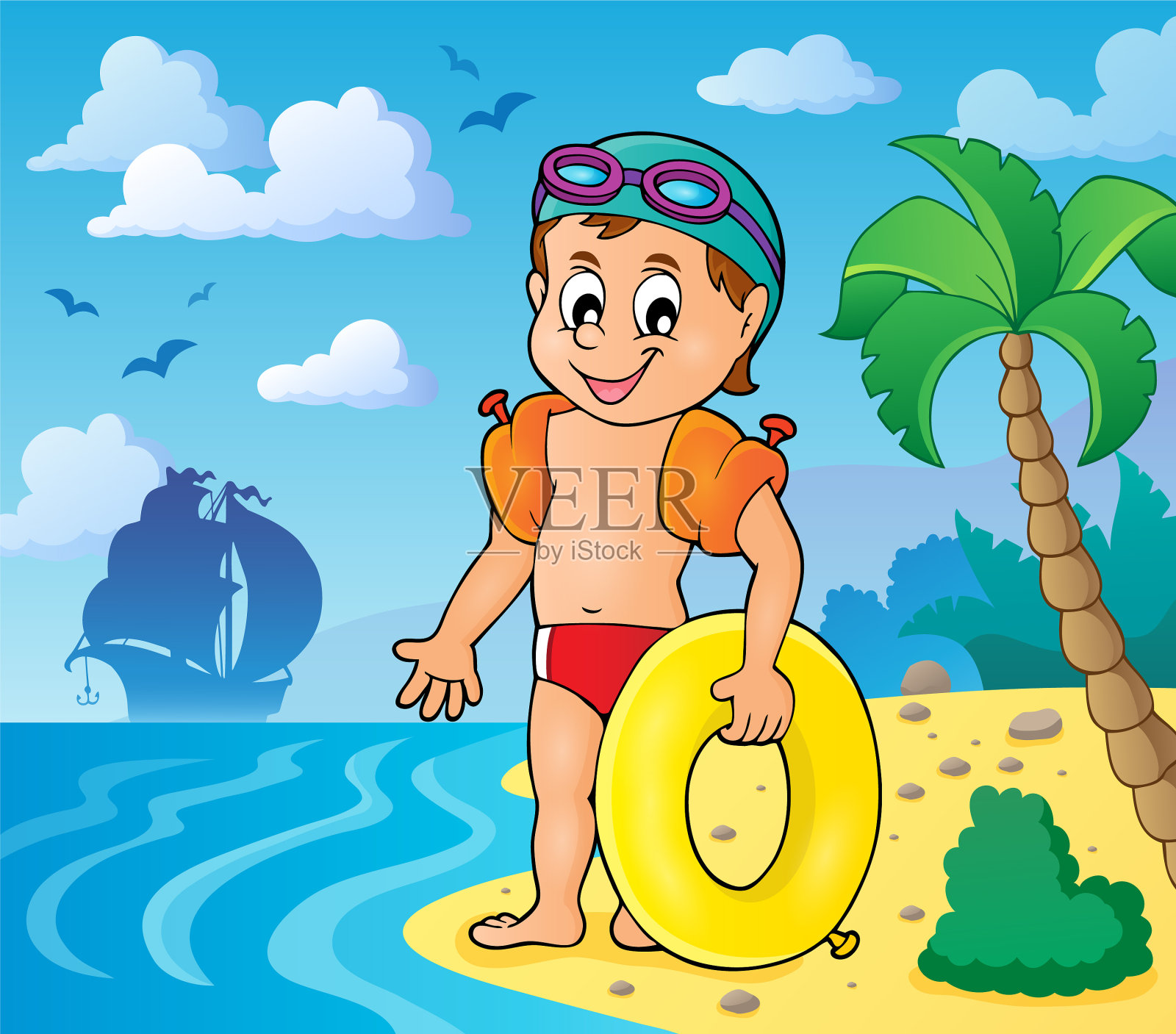 小游泳者主题形象3插画图片素材