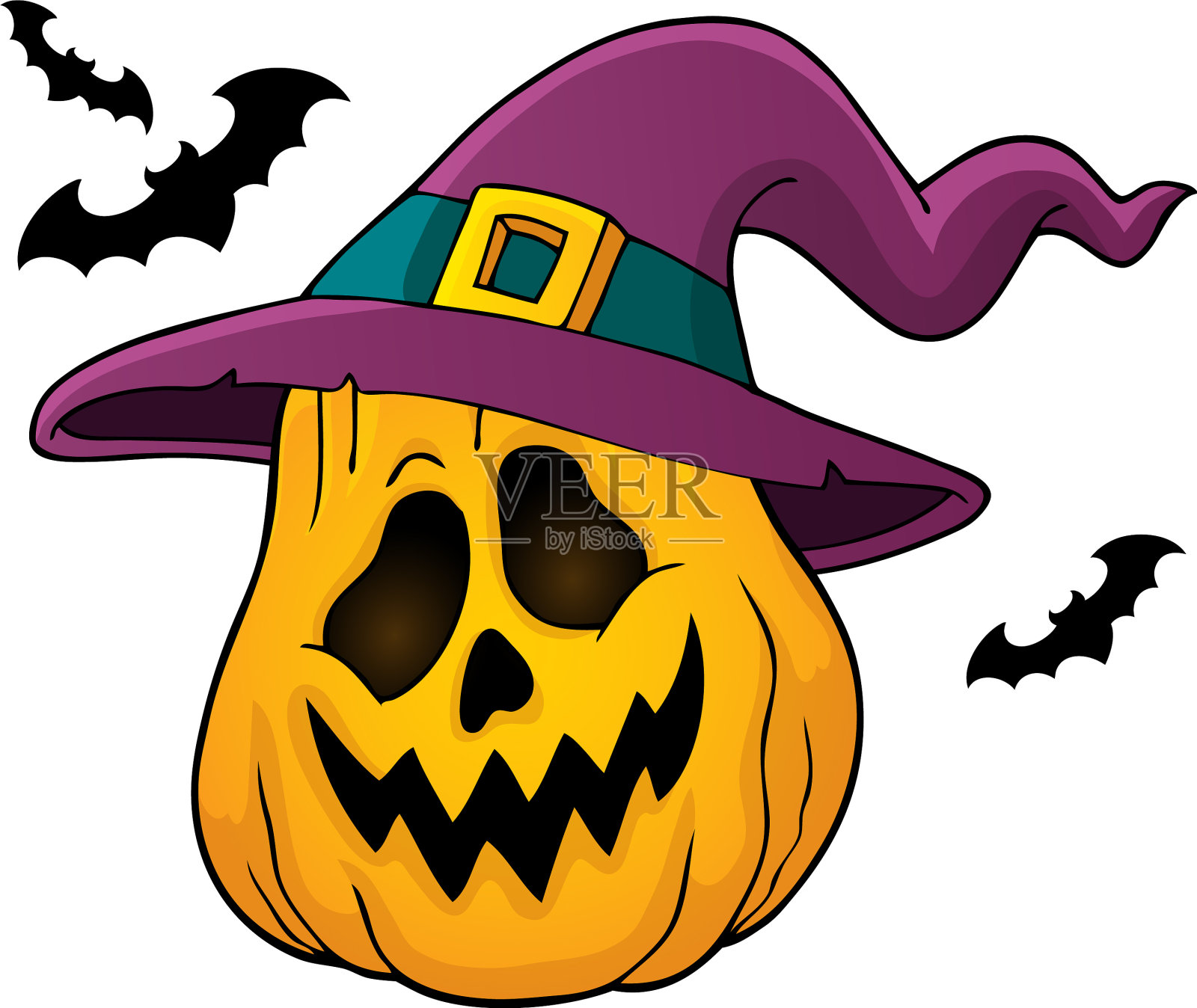 女巫帽子中的南瓜主题形象1插画图片素材