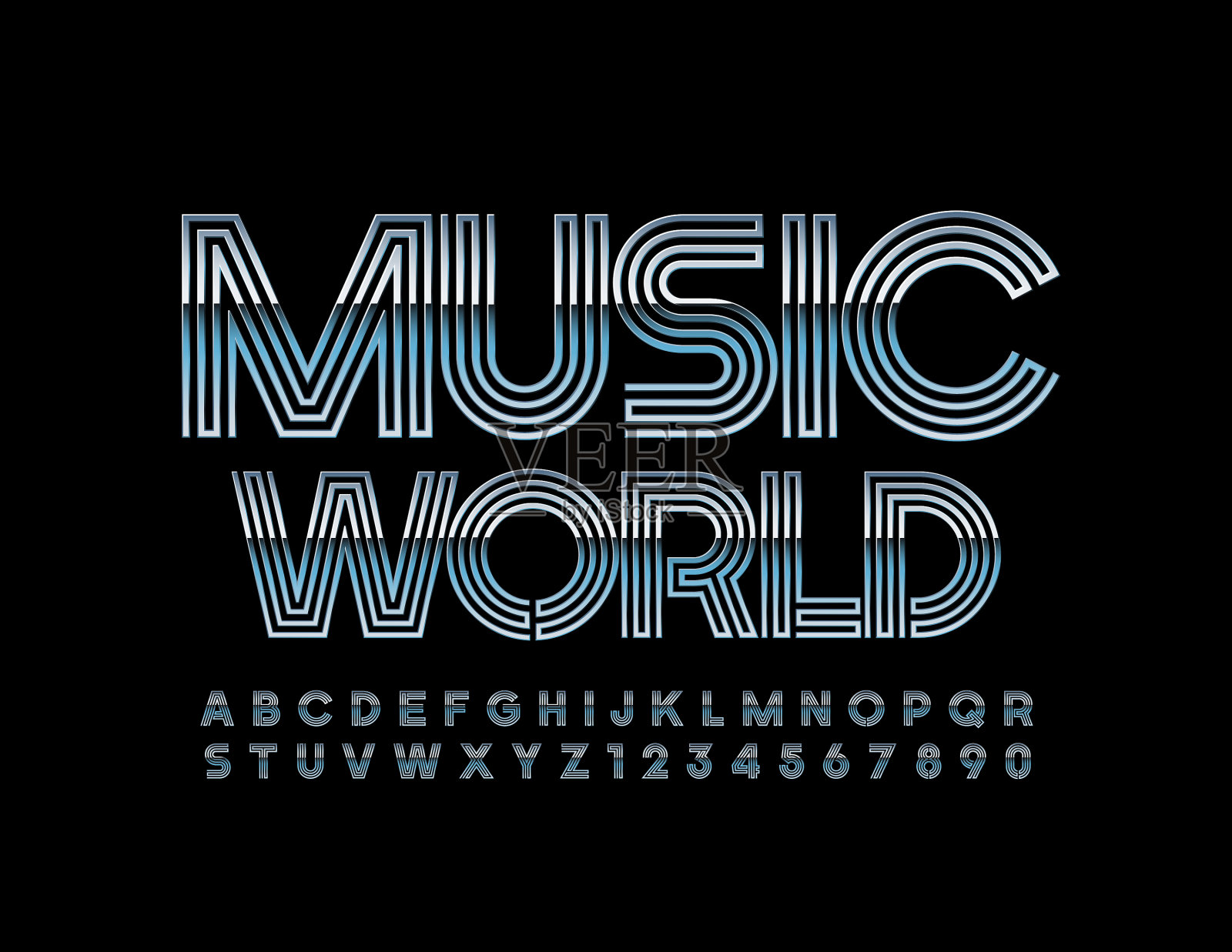 金属海报音乐世界银色字体设计元素图片