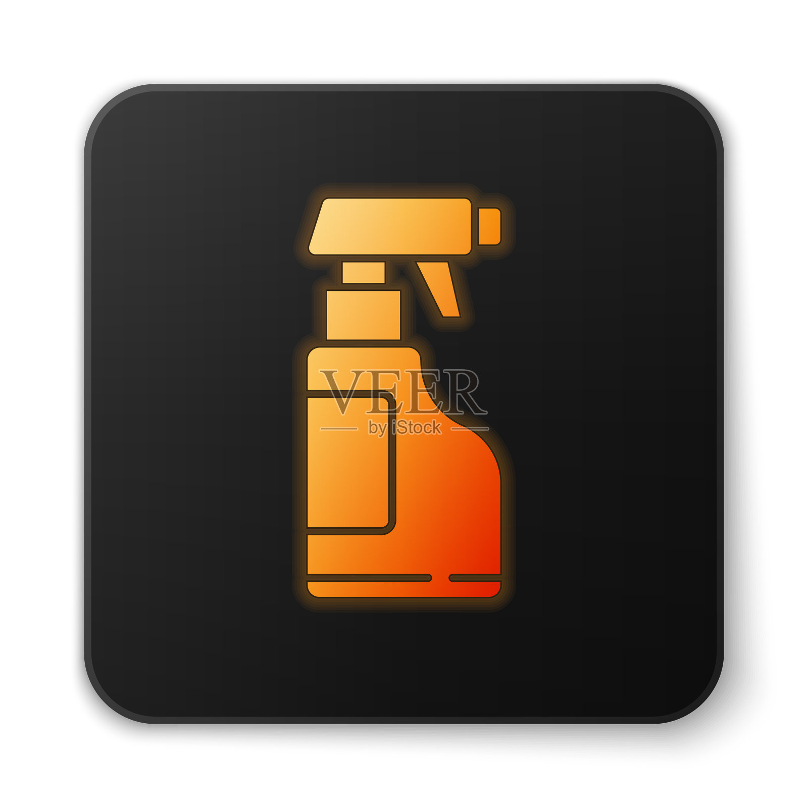 橙色霓虹灯清洁喷雾瓶图标素材