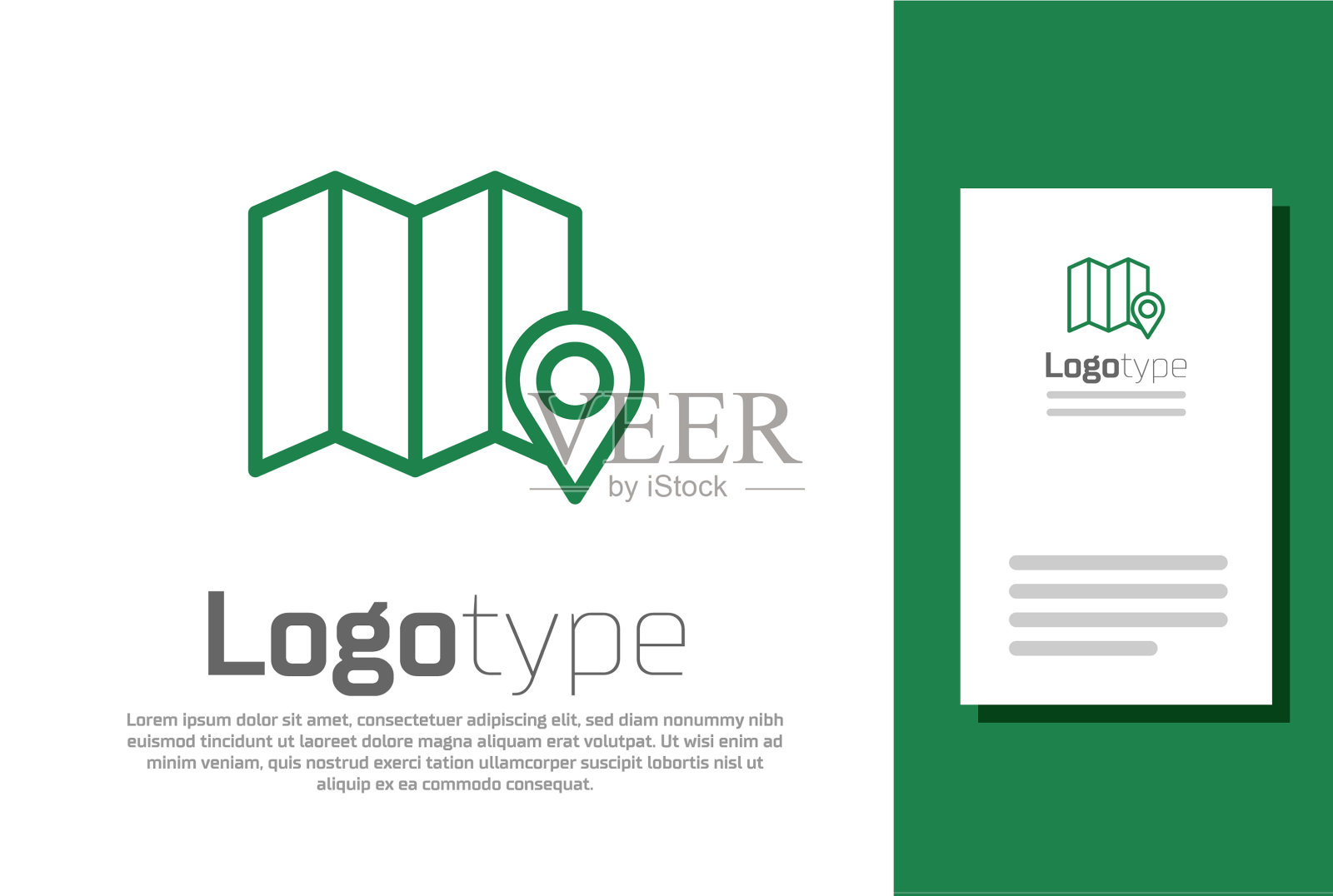 绿色线在地图上的森林图标图标素材