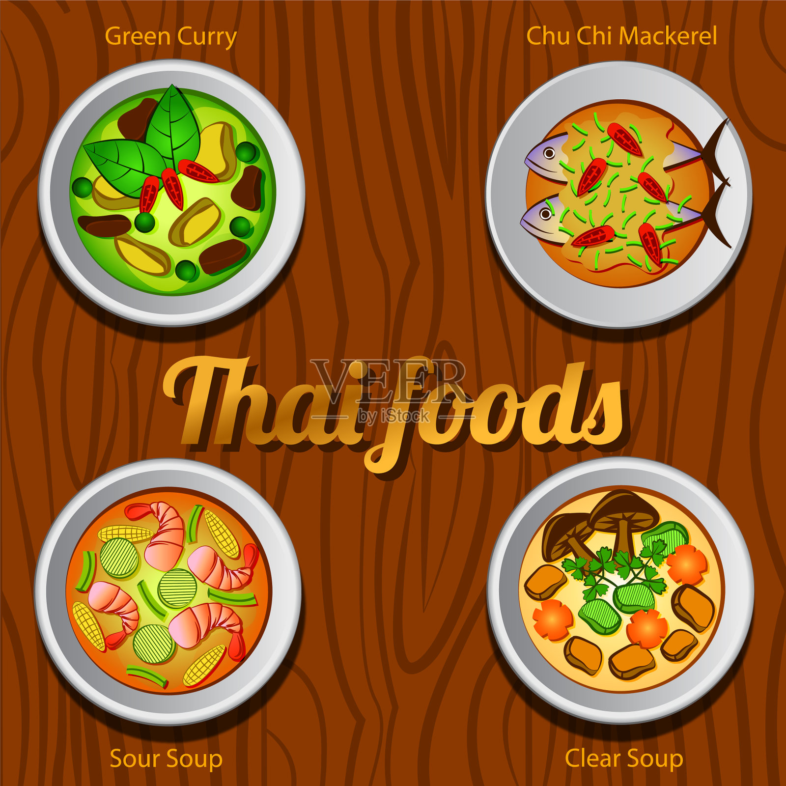 888年泰国菜插画图片素材