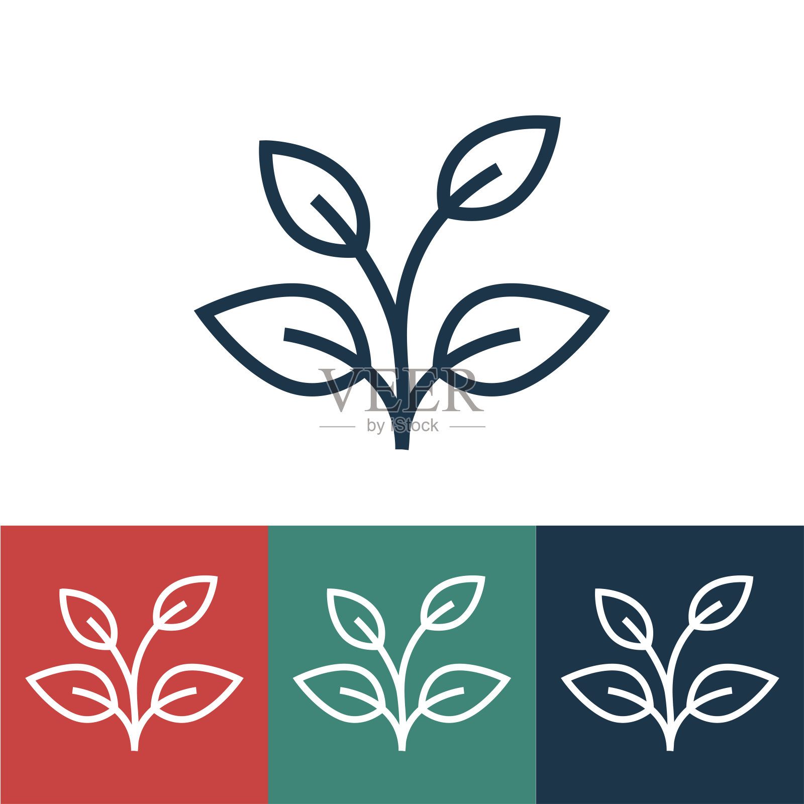 带小树的线性矢量图标图标素材