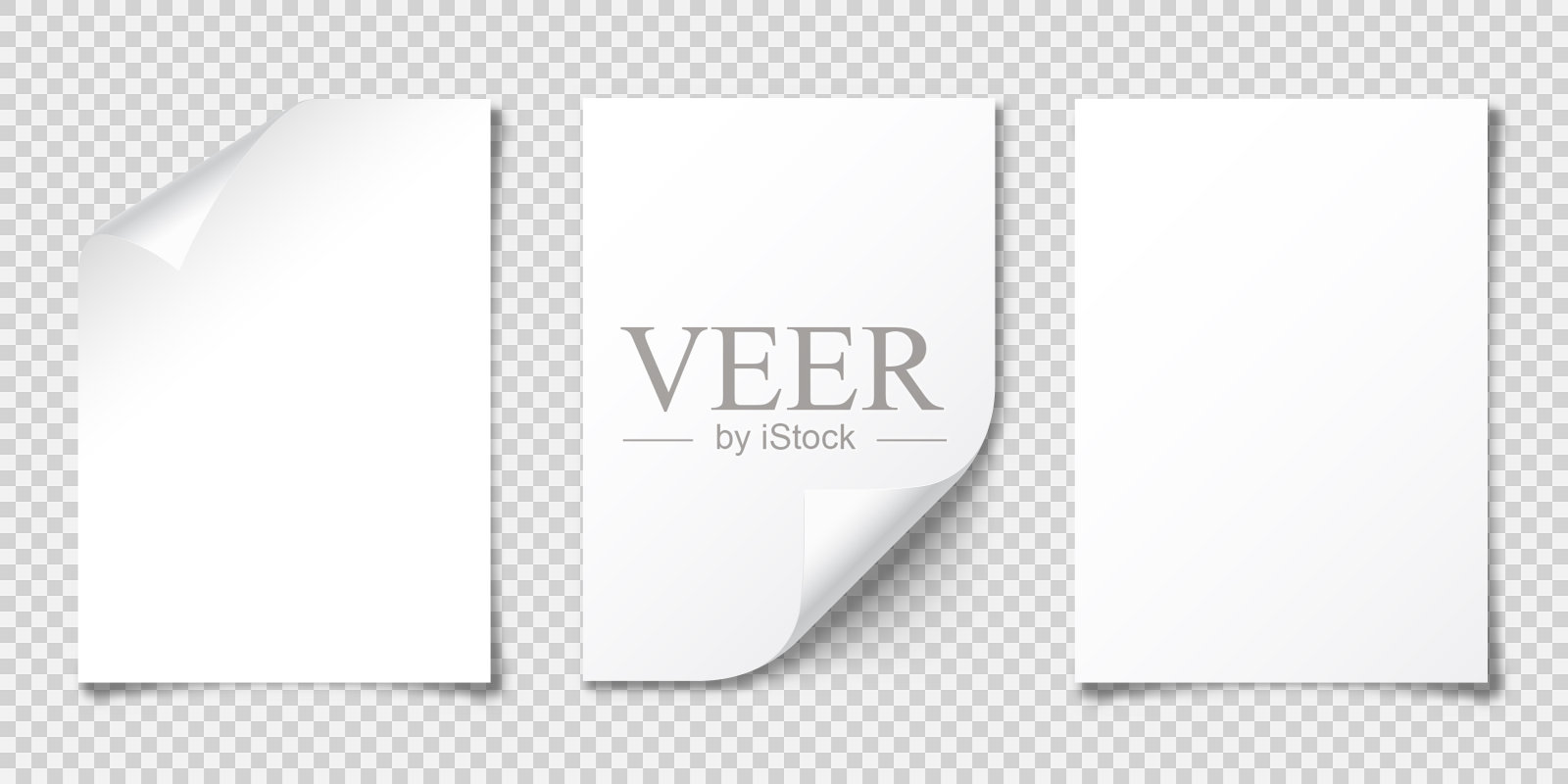 现实的空白纸张与A4格式的阴影隔离在透明的格子背景。笔记本或书页。设计模板或模型。矢量图设计元素图片