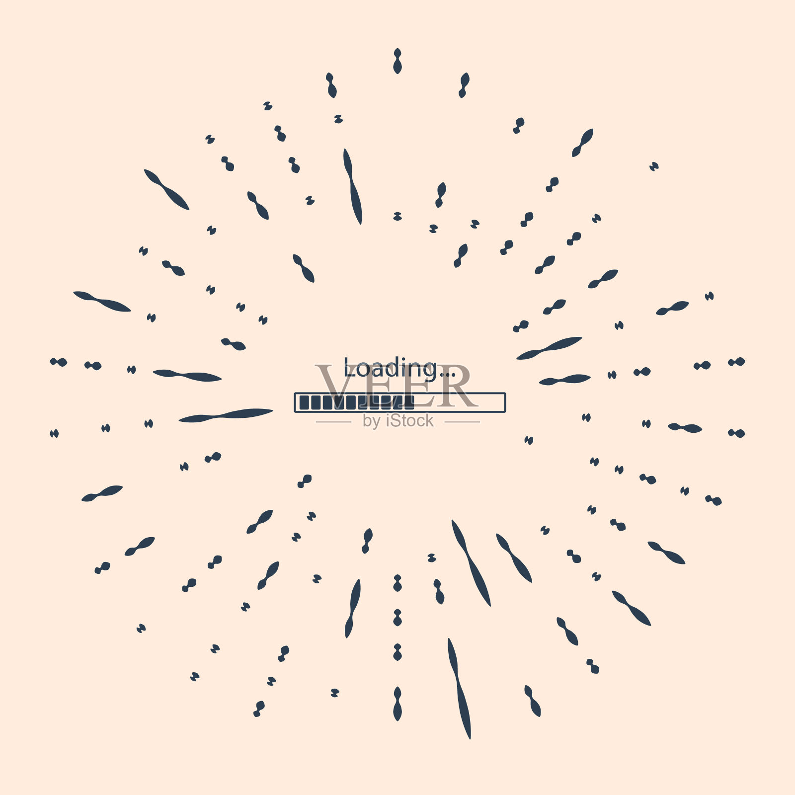 黑色加载图标隔离在米色背景。进度条集成电路插画图片素材