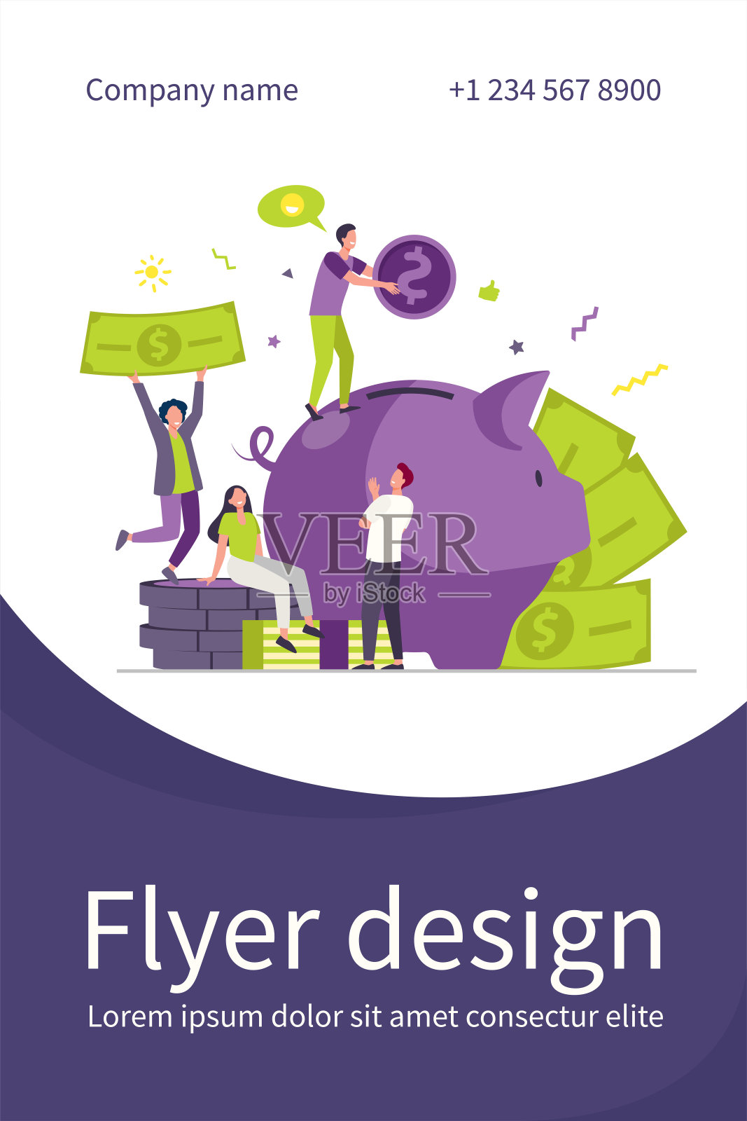 小人在存钱罐里存钱插画图片素材