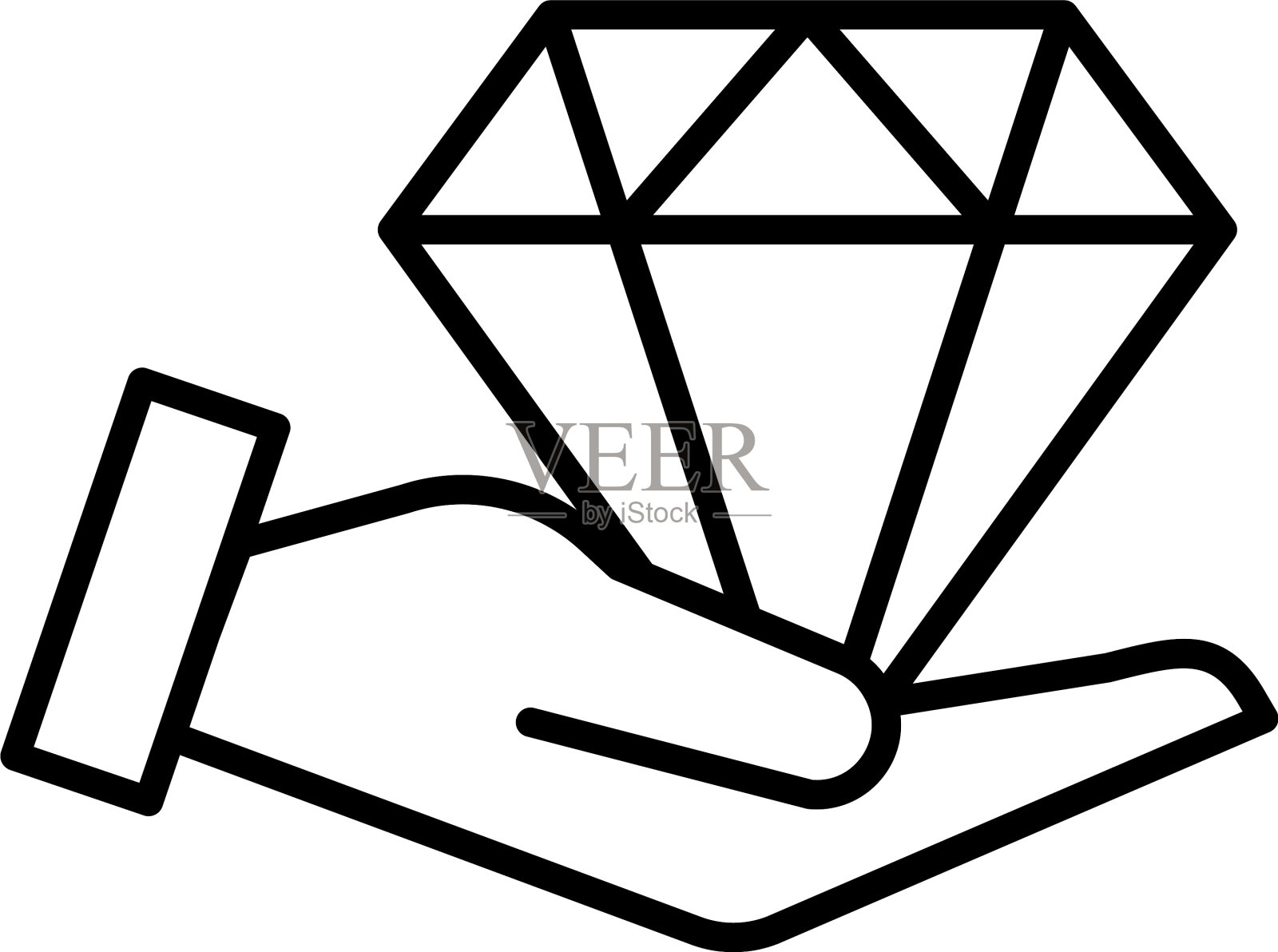 手用钻石宝石线条风格插画图片素材