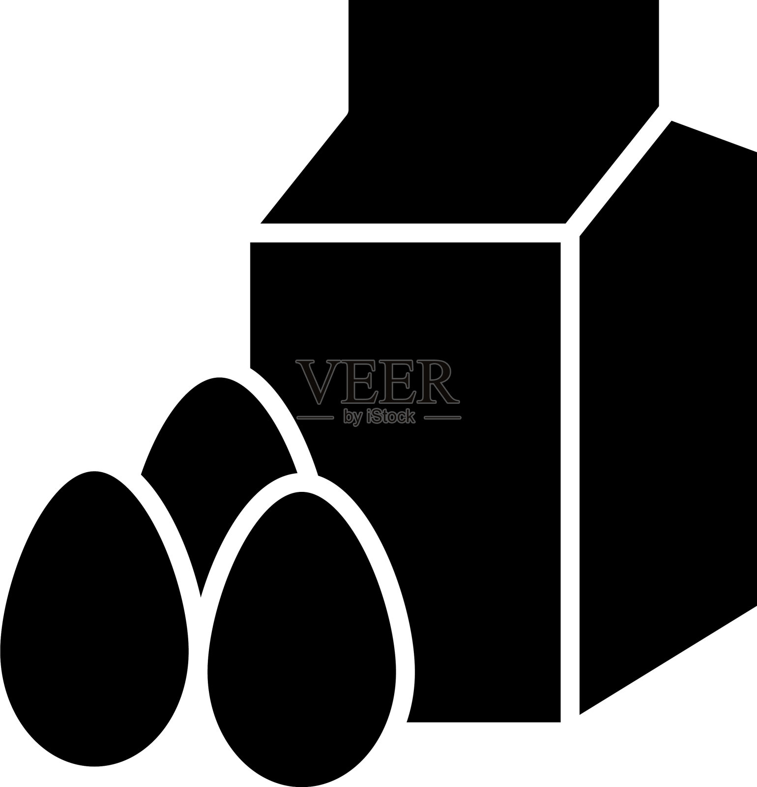 牛奶盒包装和鸡蛋轮廓风格图标插画图片素材