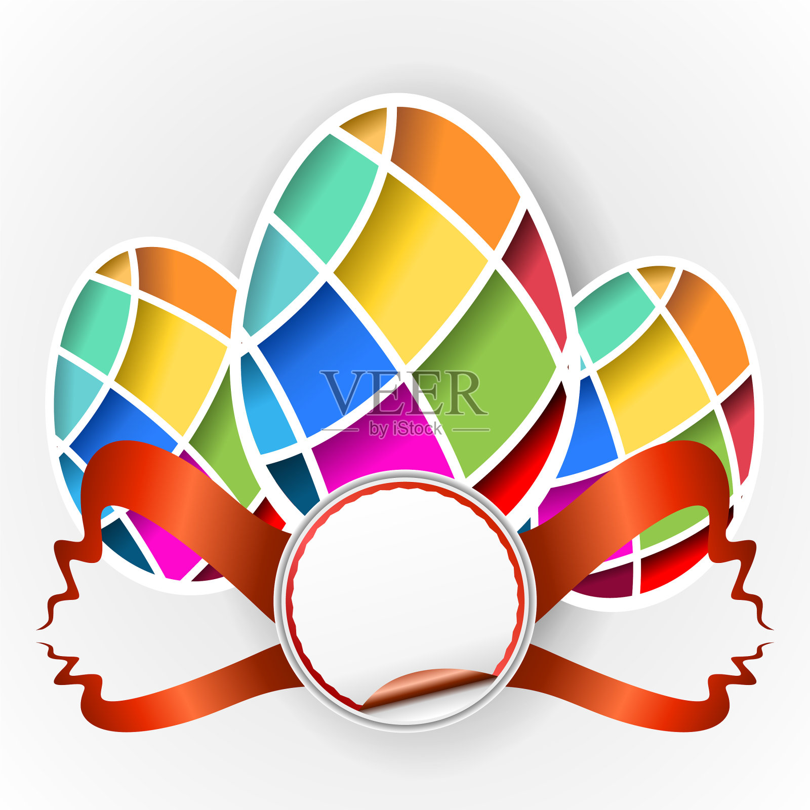 色彩斑斓的复活节彩蛋插画图片素材