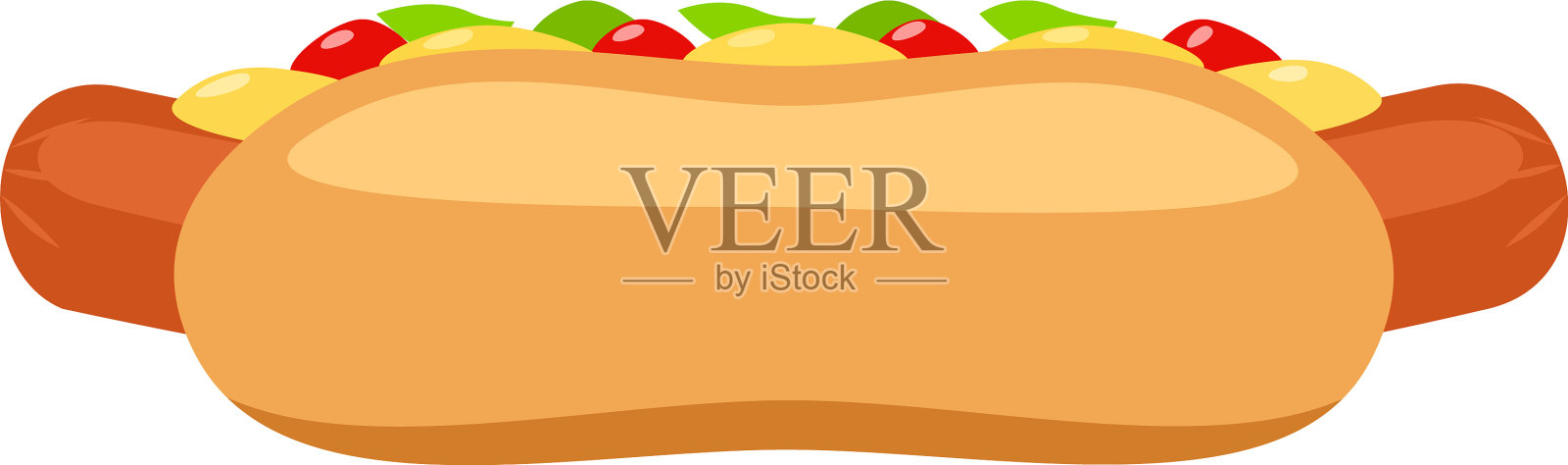 热狗加蕃茄酱和芥末插画图片素材