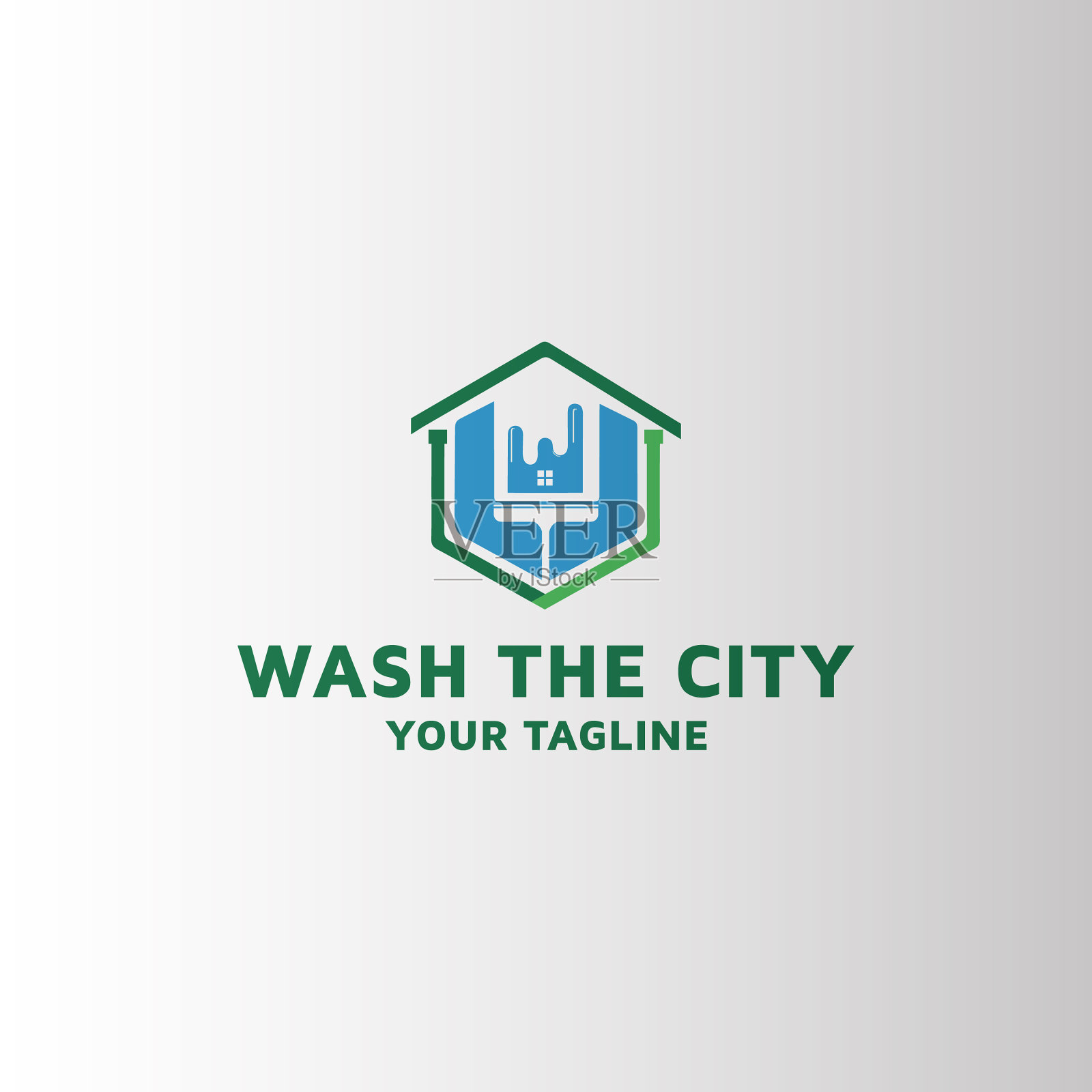 Wash city标志设计插画图片素材