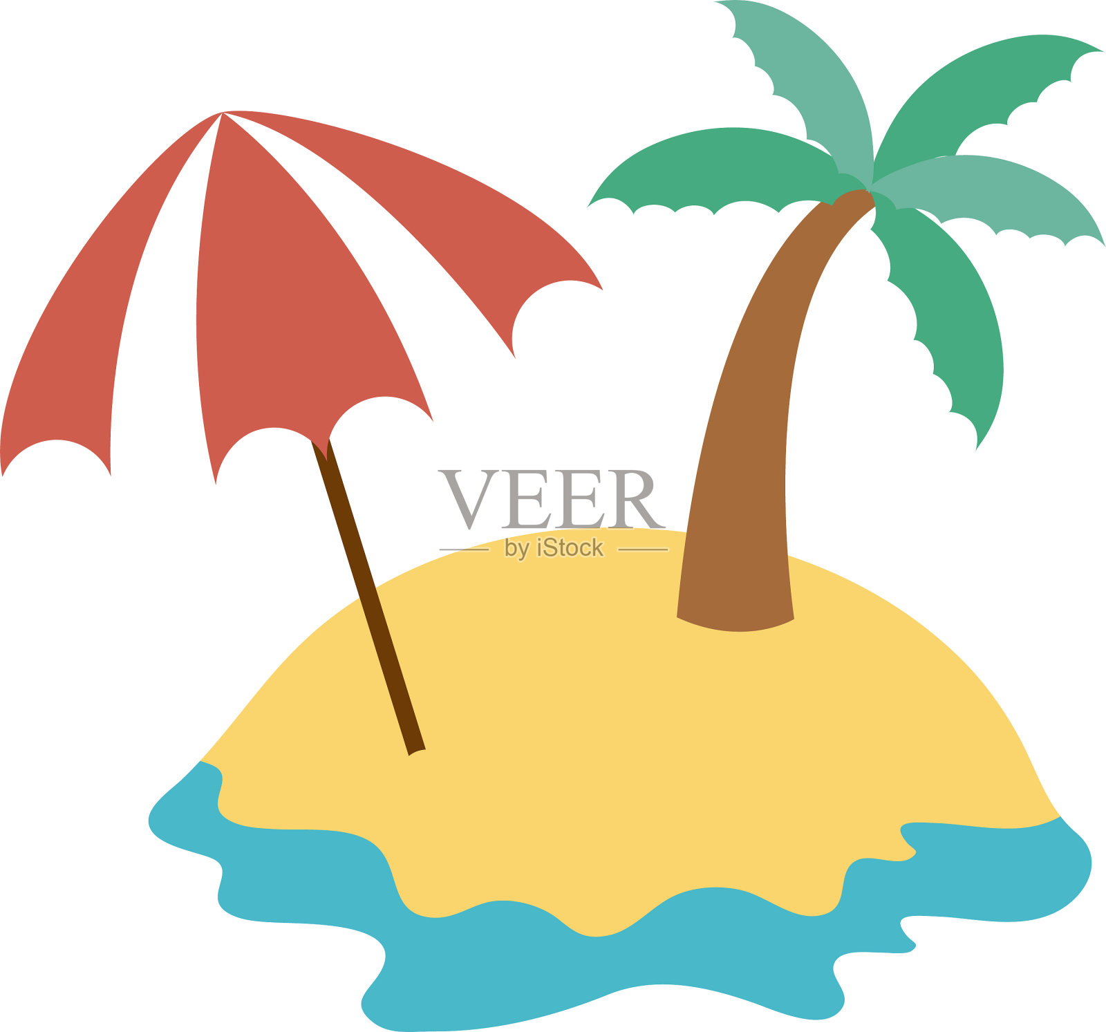 夏日旅游度假岛海滩伞设计元素图片