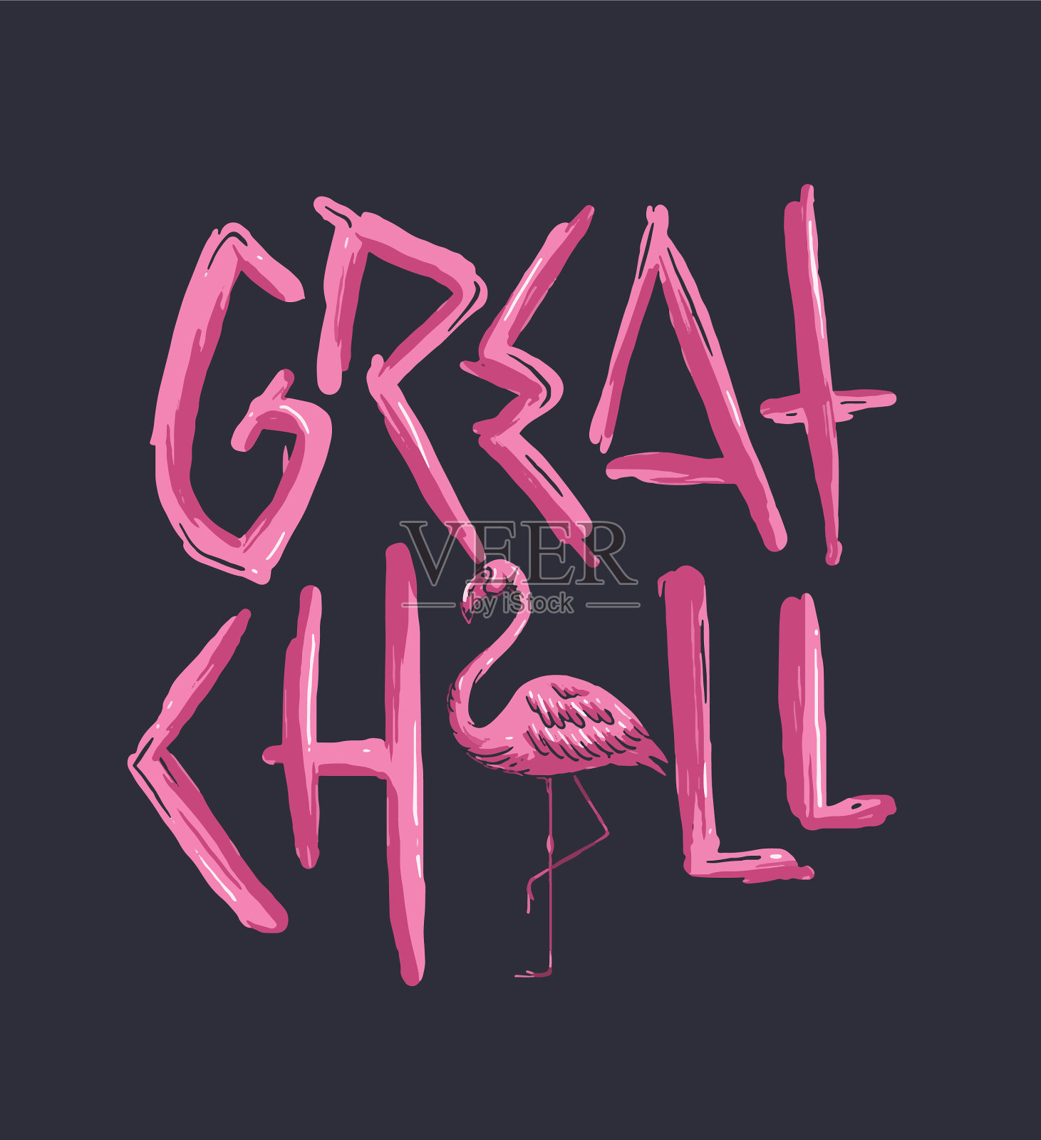 伟大的冷却印刷概念与火烈鸟插画图片素材