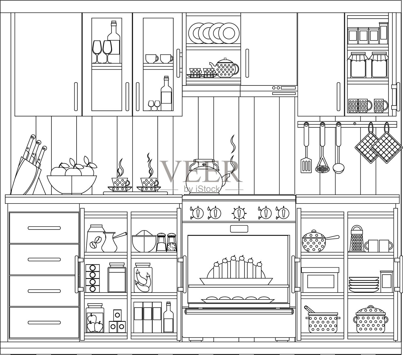主题厨房内饰上色设计元素图片
