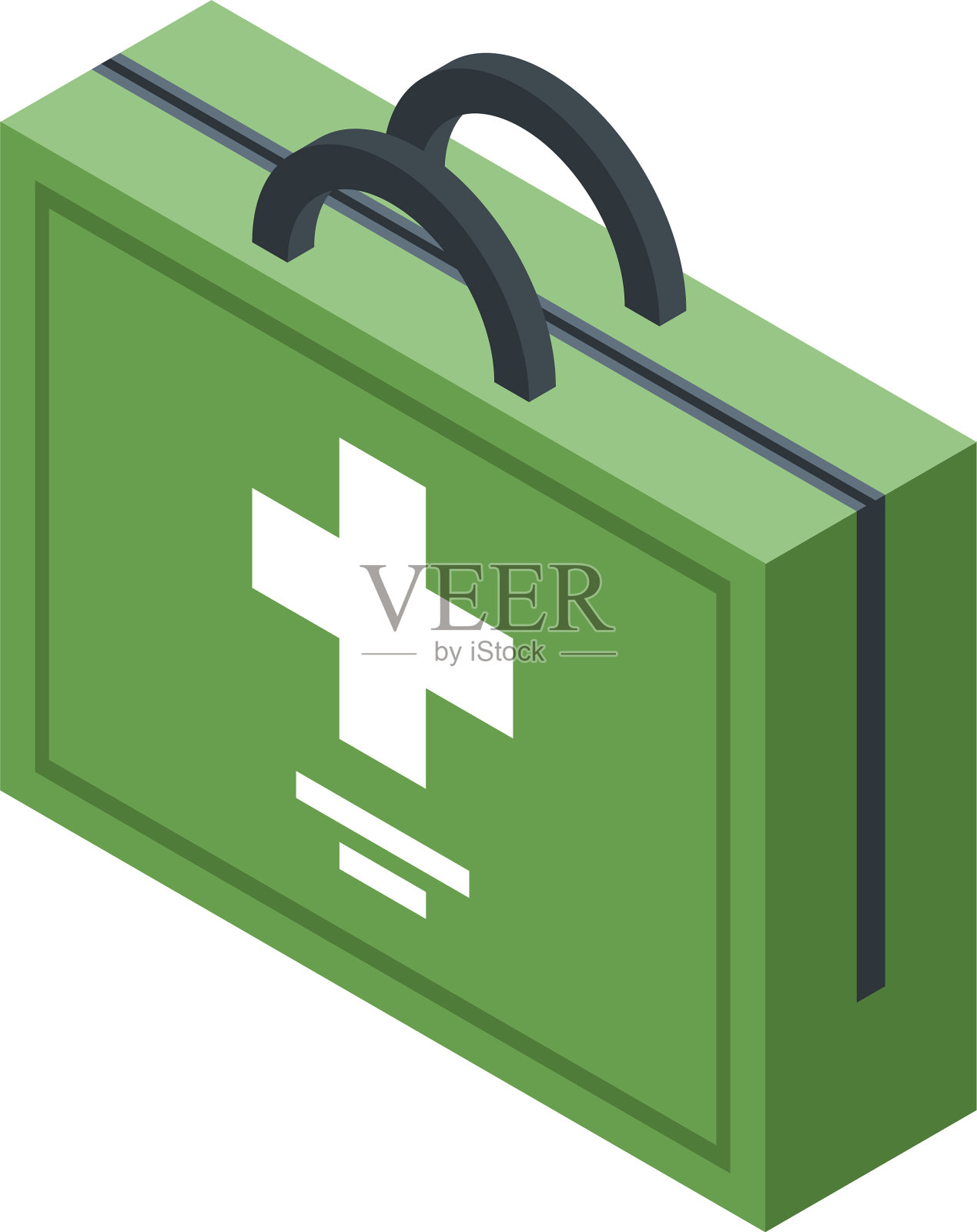 绿色急救箱图标等距风格插画图片素材