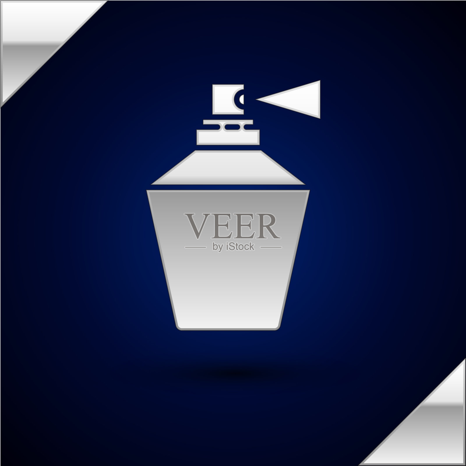 银色香水图标孤立在深蓝色插画图片素材