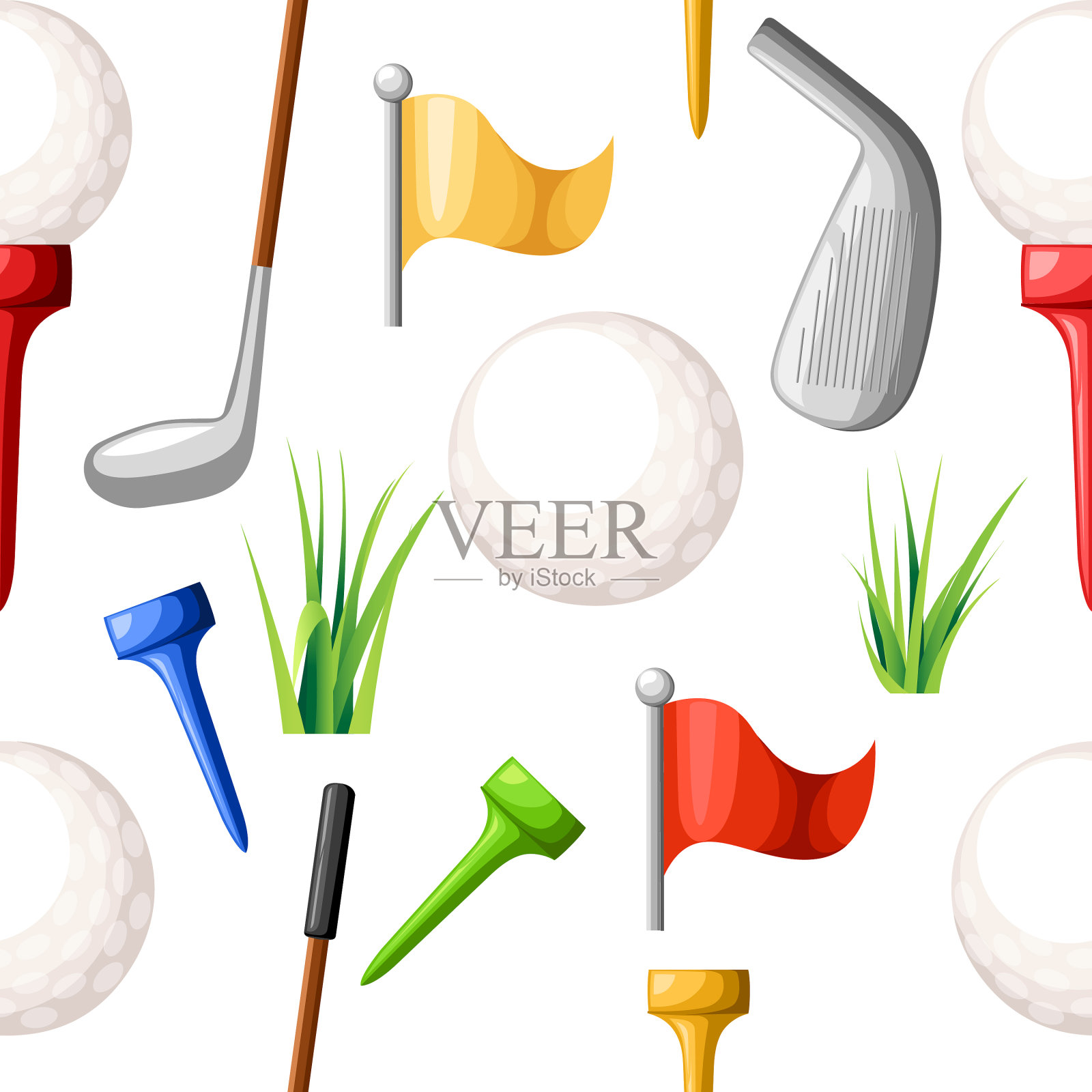 无缝图案高尔夫球上不同的颜色插画图片素材