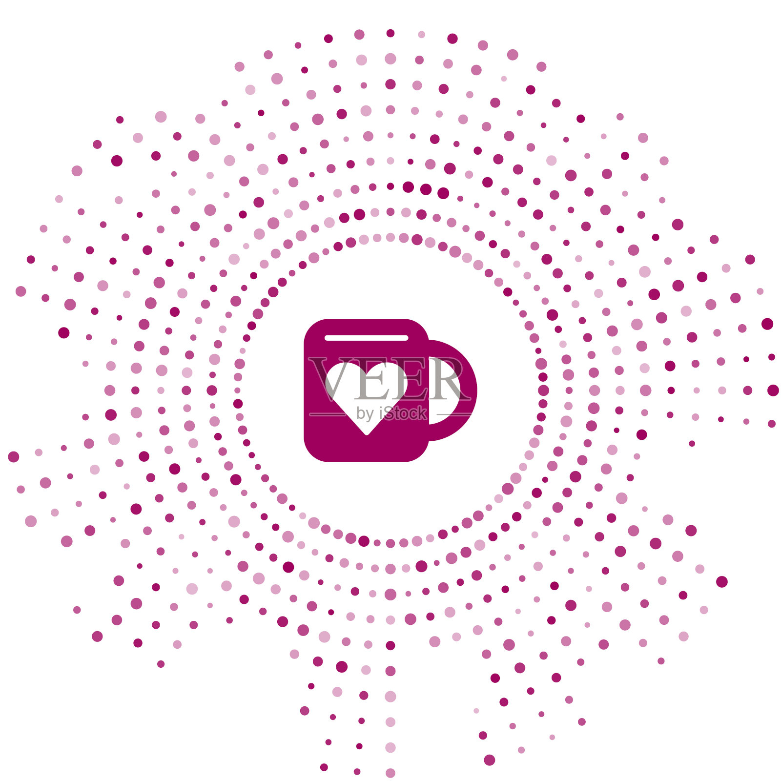 紫色咖啡杯和心形图标孤立在白色图标素材