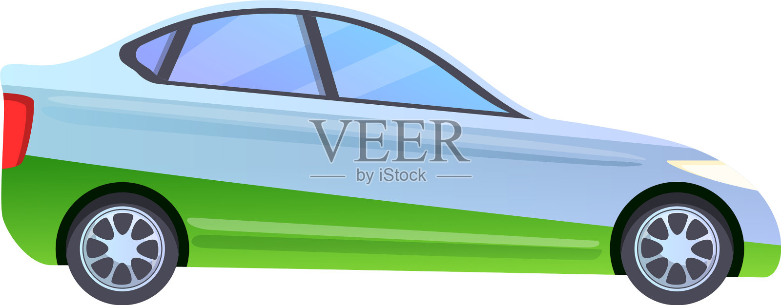 卡通风格的混合动力车图标设计元素图片