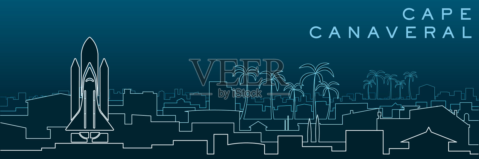 卡纳维拉尔角多线天际线和插画图片素材