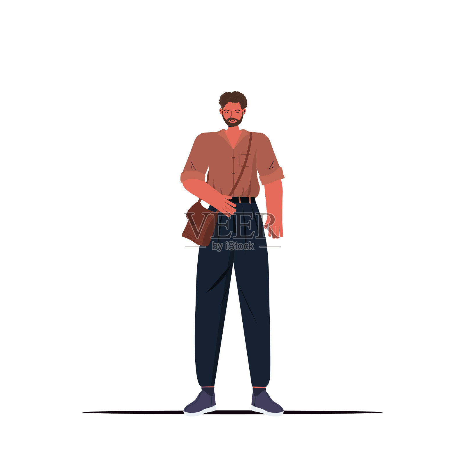 年轻人穿着休闲时尚的男装卡通设计元素图片