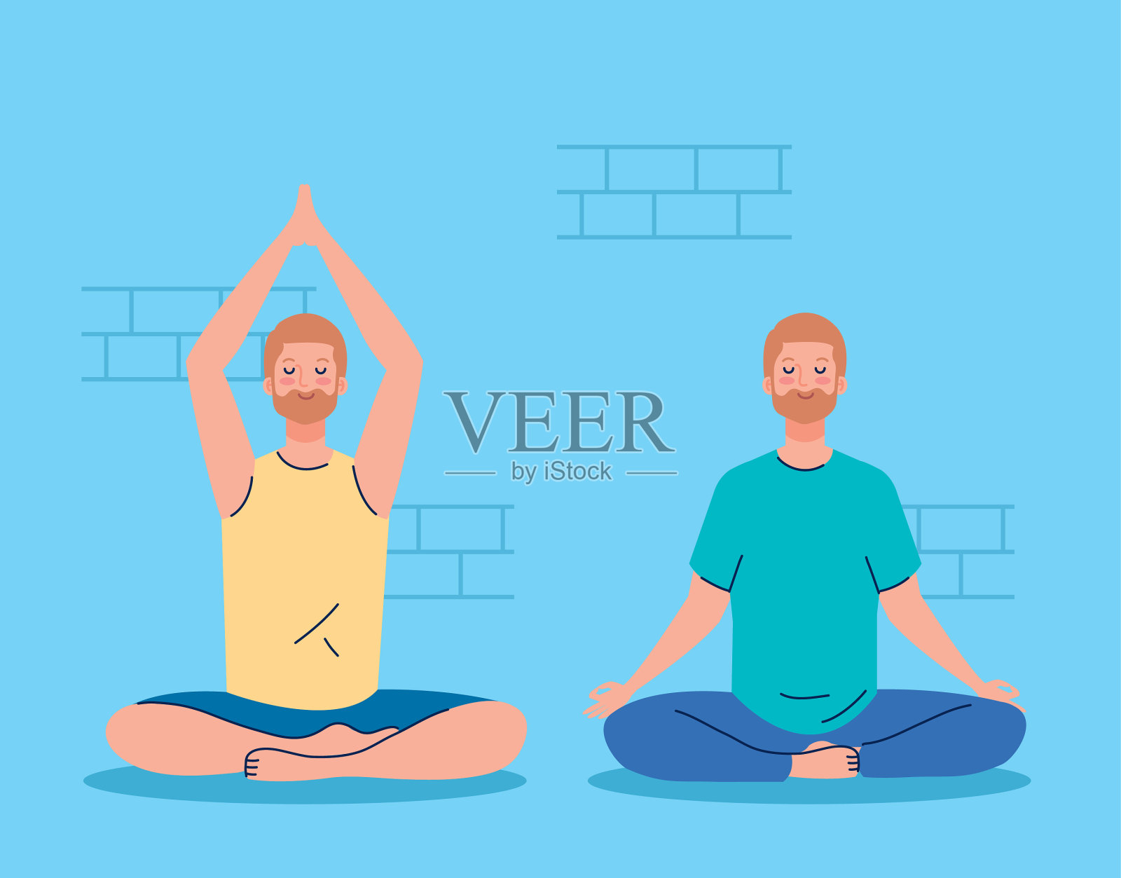 男人冥想的概念为瑜伽冥想插画图片素材