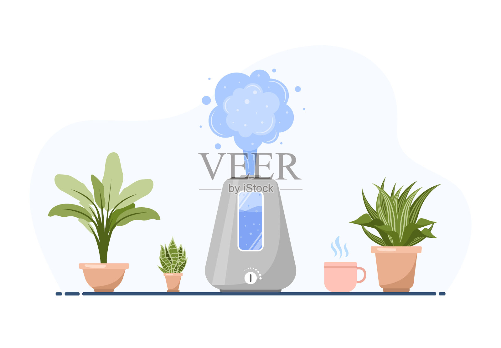 加湿器与家庭植物设备设计元素图片