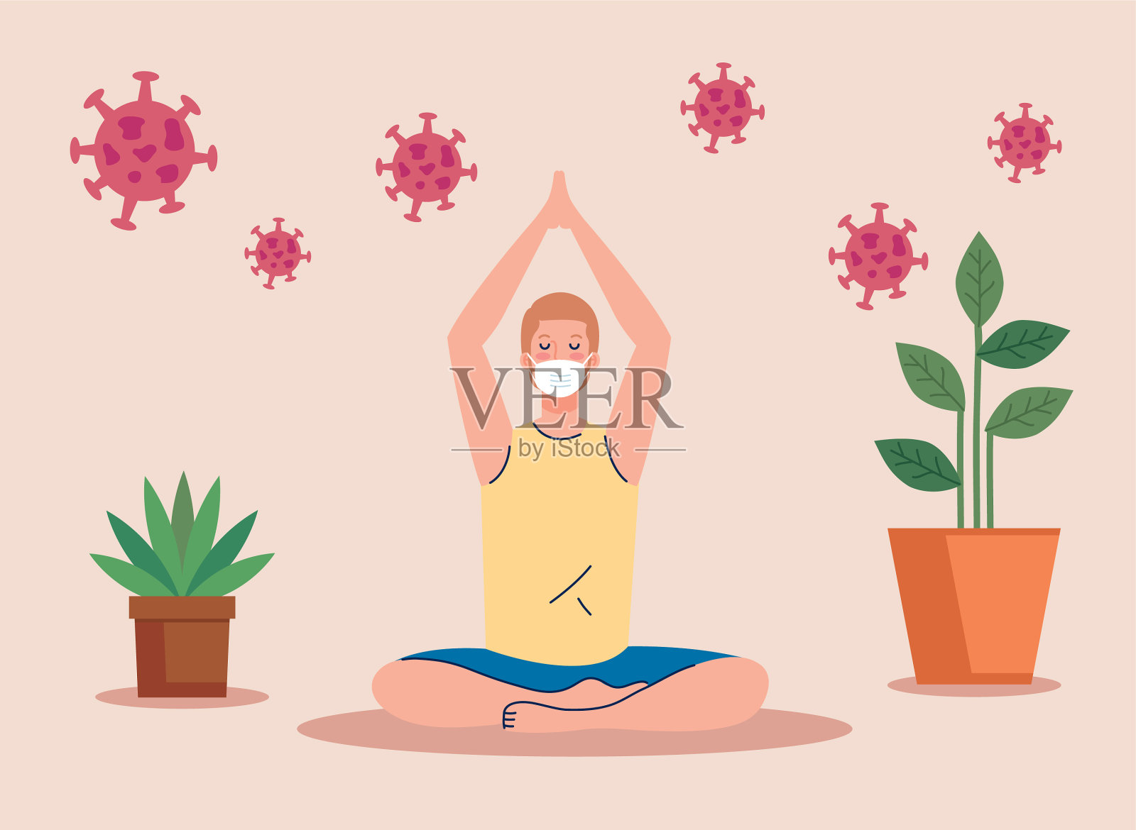 待在家里，做个安全的人插画图片素材