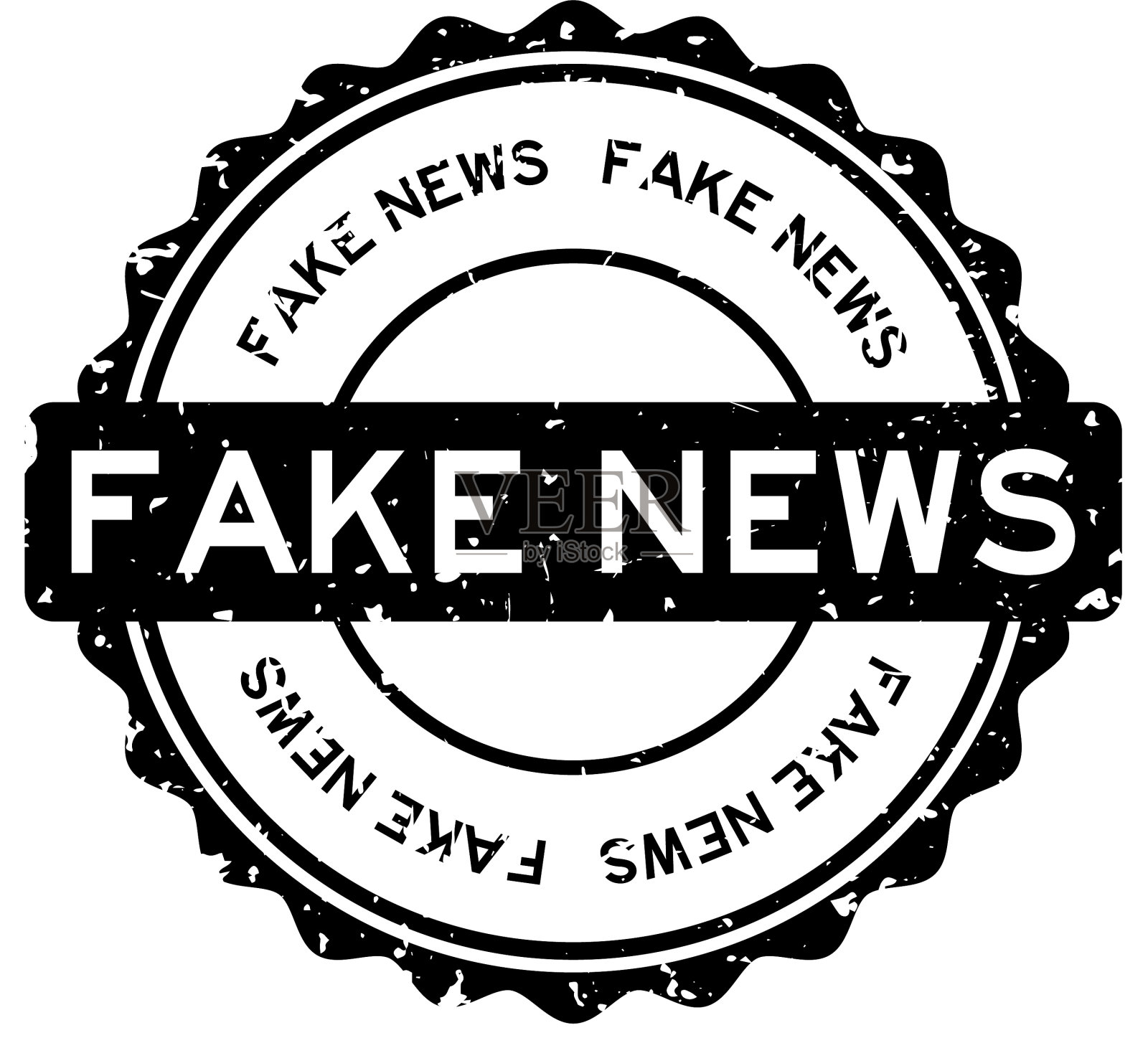 垃圾黑假新闻字圆形橡胶密封设计元素图片