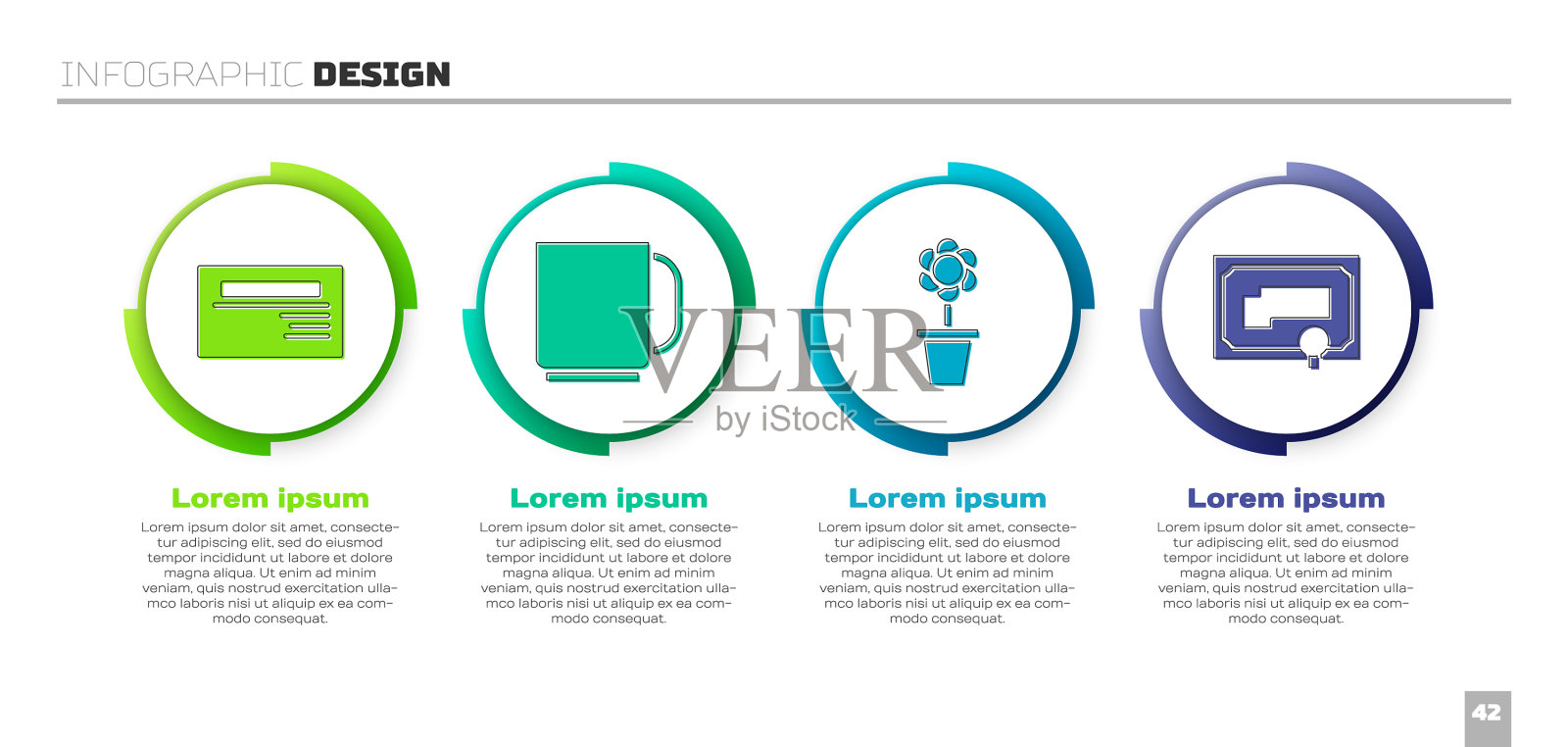 把名片咖啡杯放在花盆和花盆里插画图片素材