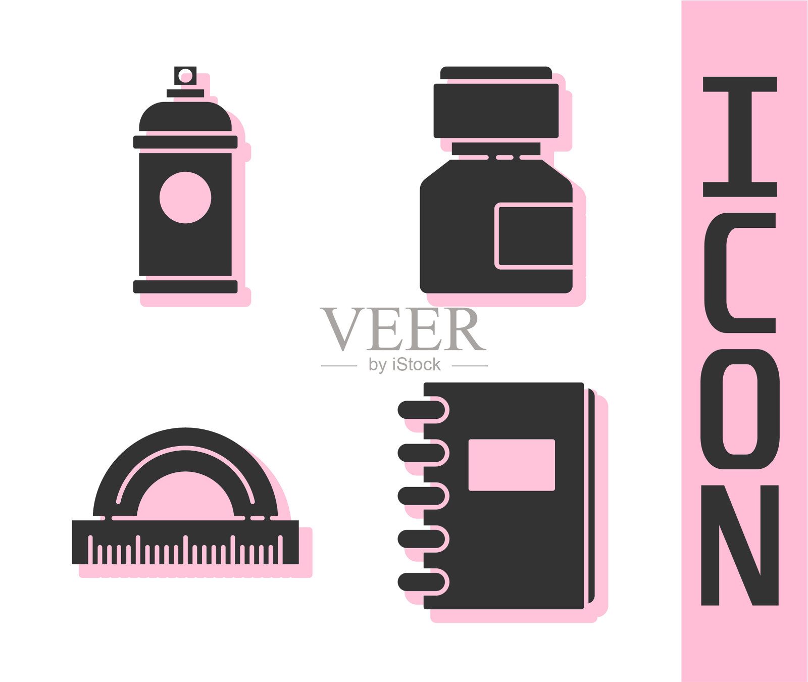 设置螺旋式笔记本喷漆可量角器图标素材