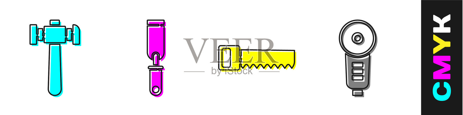 设置锤子、锉刀、手锯和角度图标素材