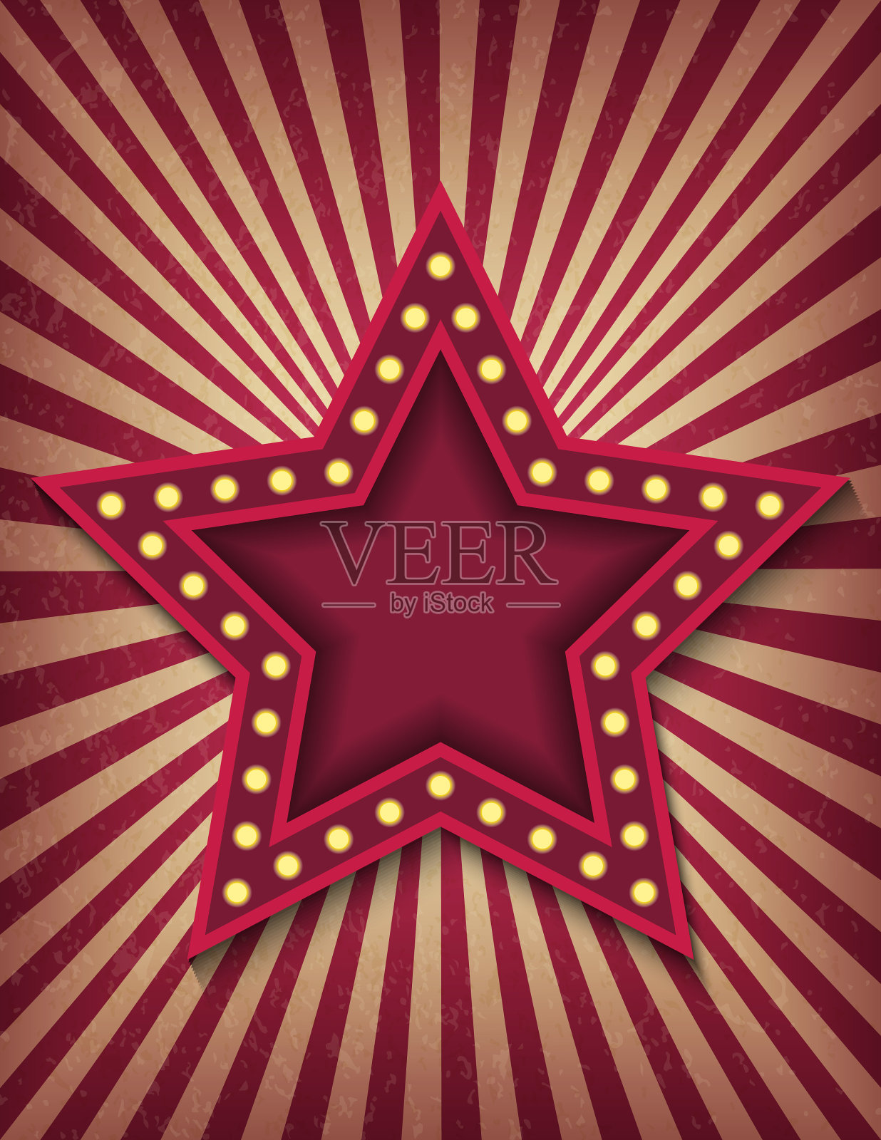 闪亮的星星复古电影霓虹灯插画图片素材