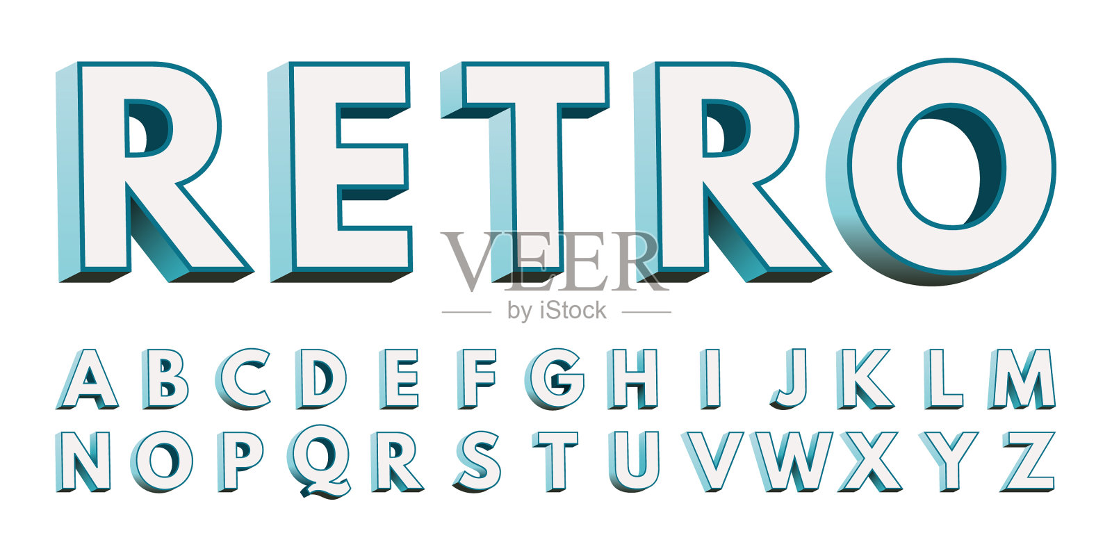 标识牌的复古字母字体插画图片素材