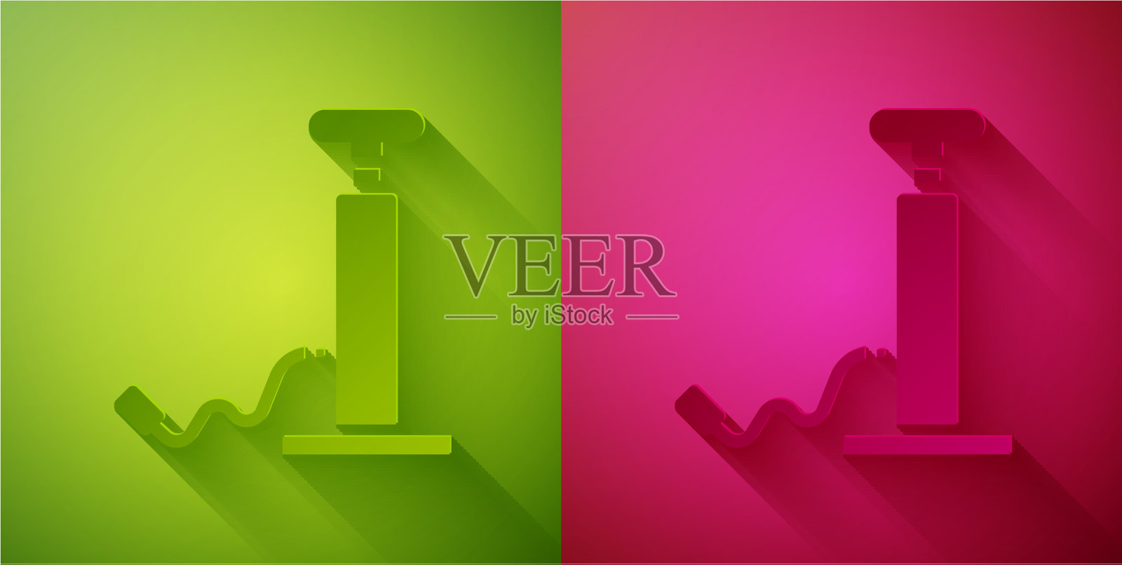 剪纸汽车气泵图标隔离上绿色和插画图片素材