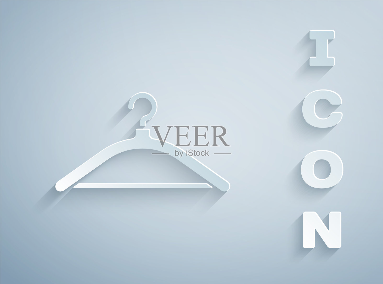 剪纸衣架衣柜图标孤立在灰色插画图片素材