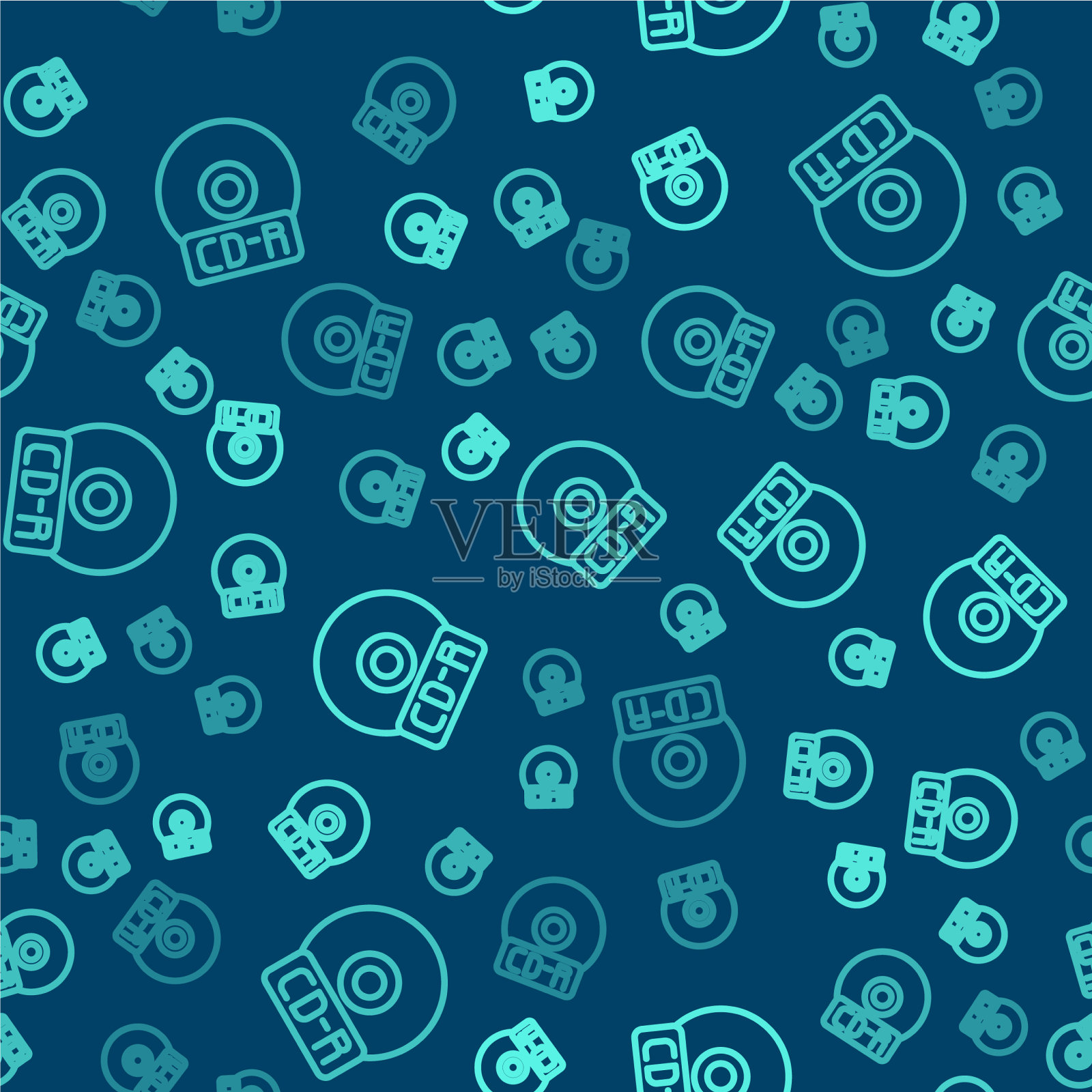 绿色线CD或DVD光盘图标隔离无缝插画图片素材