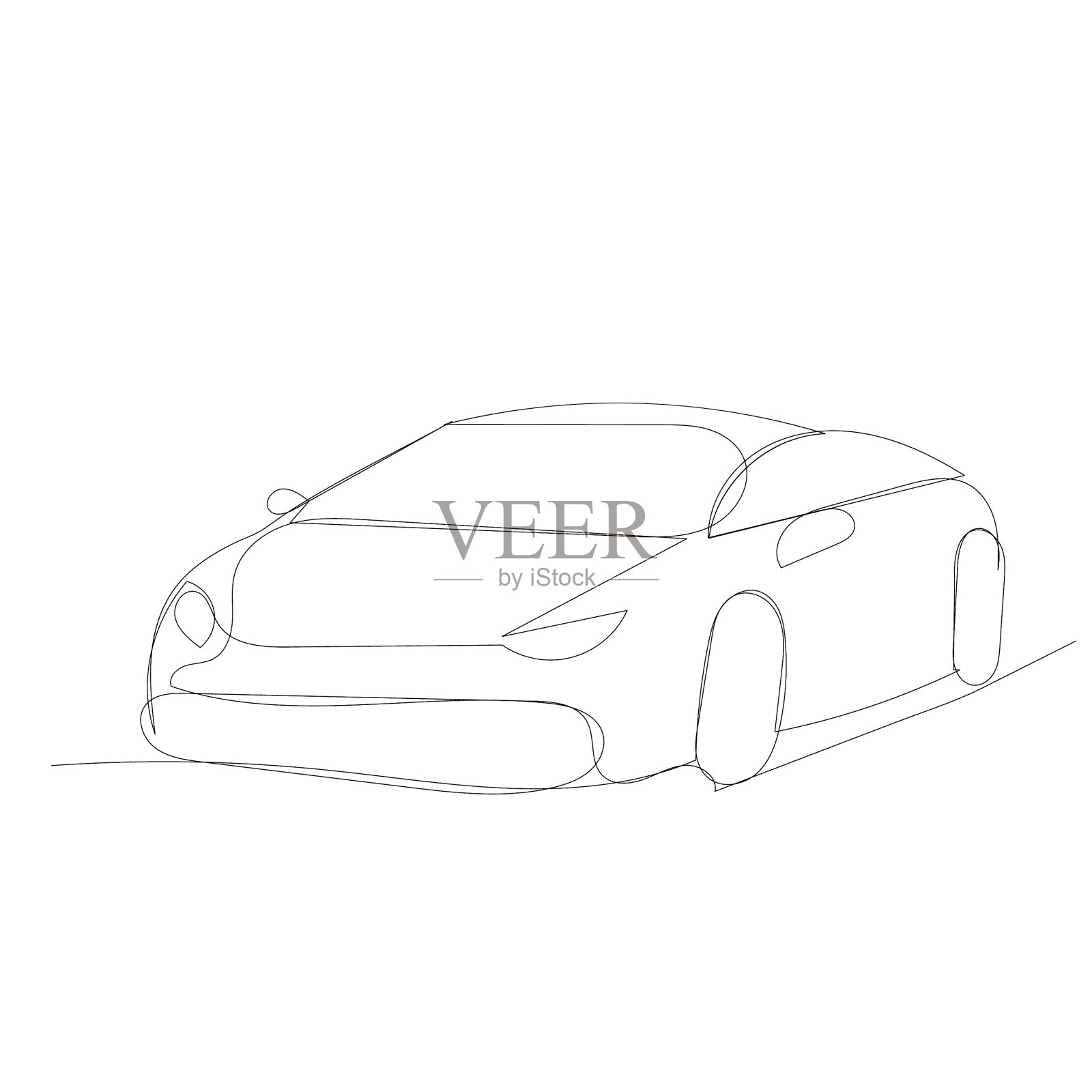 孤立单线画连续车设计元素图片